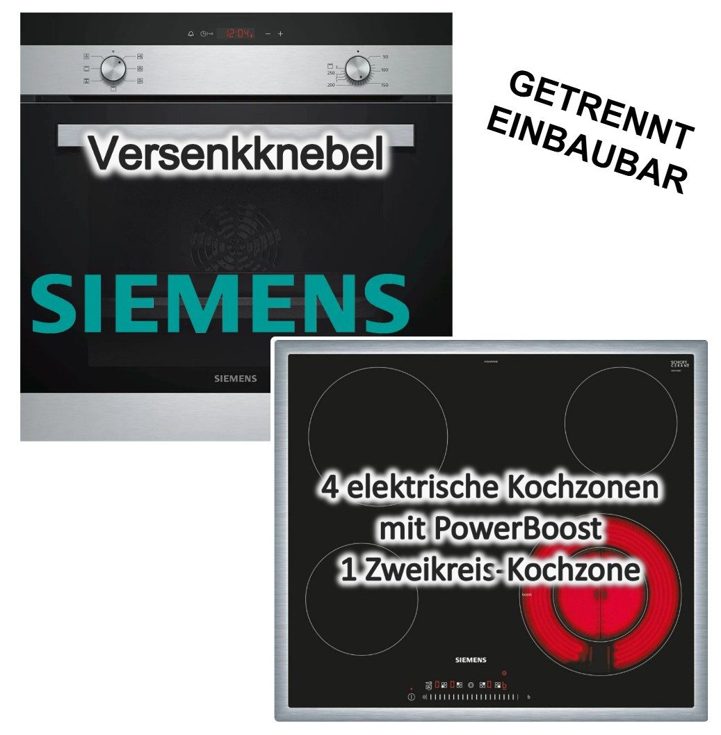 SIEMENS Backofen-Set Backofen 3D-Heißluft Schnellaufheizung + Elektrokochfeld Booster Touch, mit Nein
