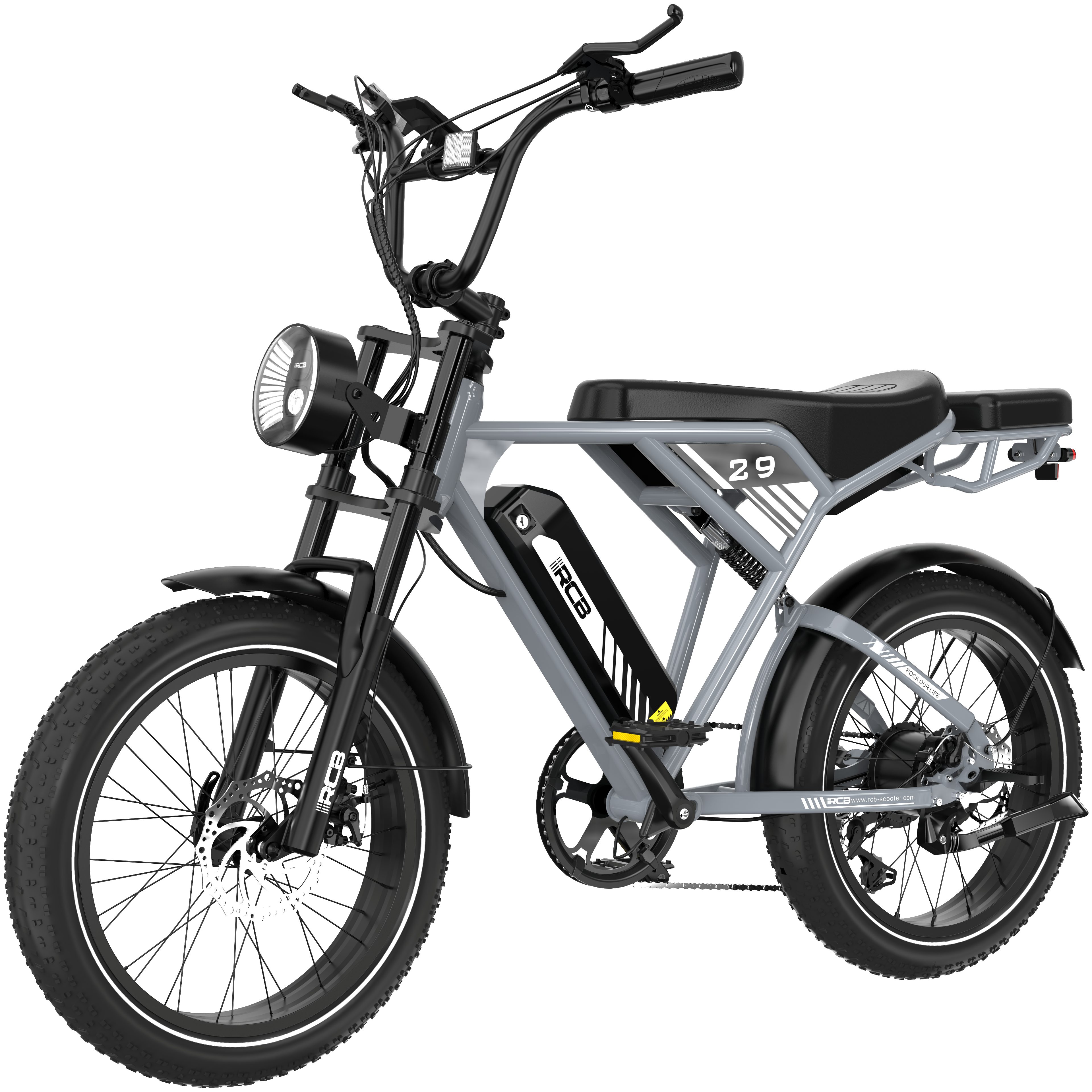 RCB E-Bike ATB Pedelec RK29 Elektrofahrrad,APP,20x4,0 Zoll Mountainbike,40-60KM,Schloss&Pumpe, 7 Gang, Kettenschaltung, 250W Heckmotor, 624 Wh, für Damen und Herren geeignet, in drei Farben erhältlich