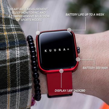 Kuura Fur Damen, Herren & Kinder Mit Pulsuhr – 7 Tagen Batterielaufzeit Smartwatch (Android / iOS), mit Fitness Tracker Schlaftracker Schrittzähler IP68-wasserdicht