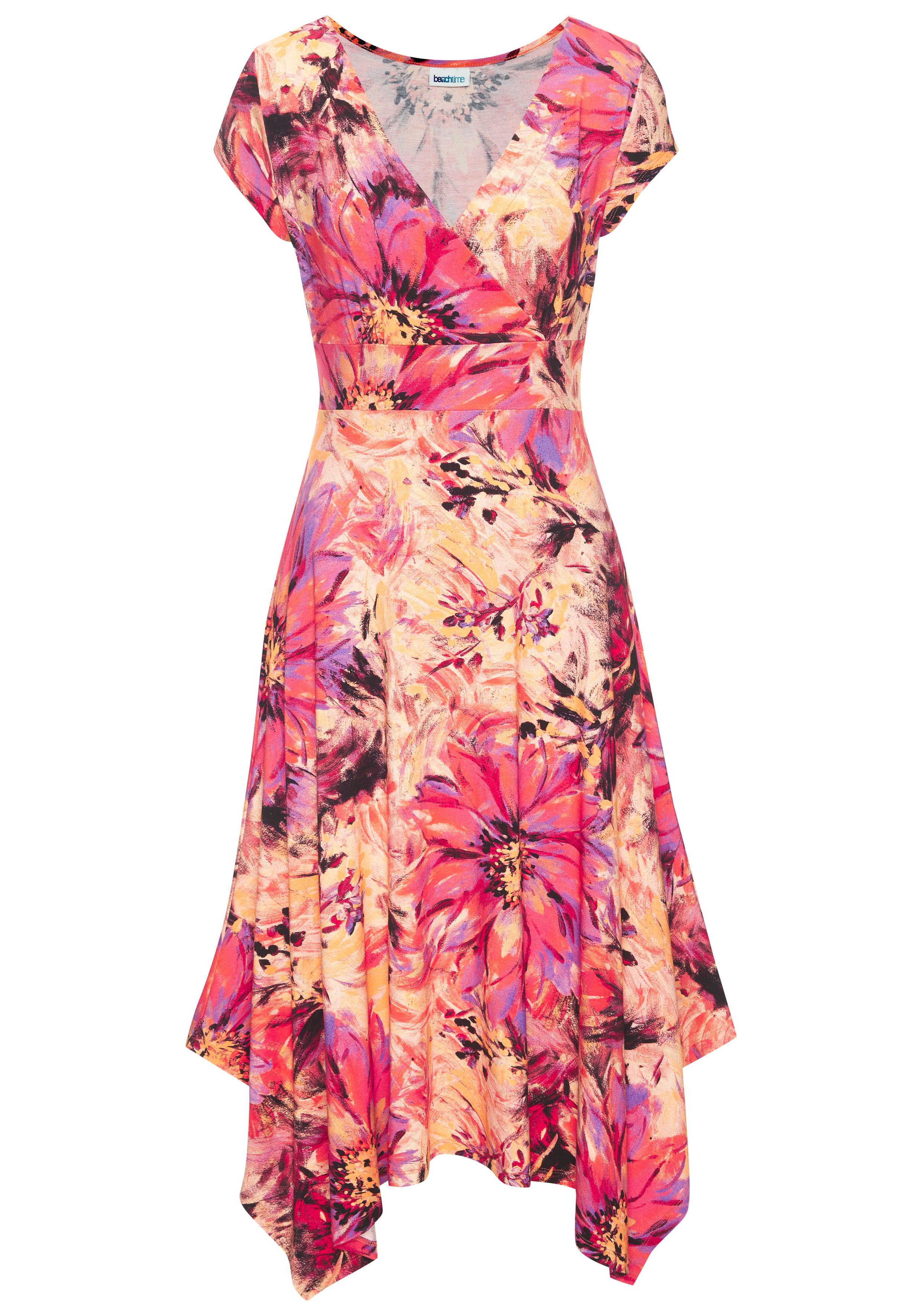 Beachtime Sommerkleid, mit Zipfelsaum und Schleife, Jerseykleid, asymmetris günstig online kaufen