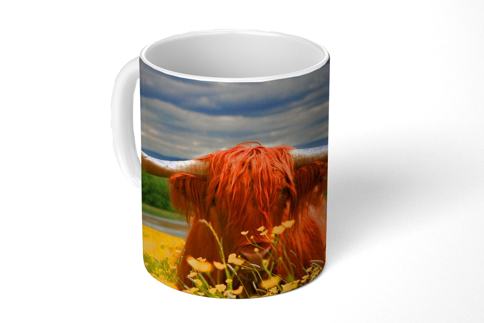 MuchoWow Schottischer Blumen, - Teetasse, Tiere Kaffeetassen, Geschenk Highlander Tasse - Becher, Teetasse, Keramik,