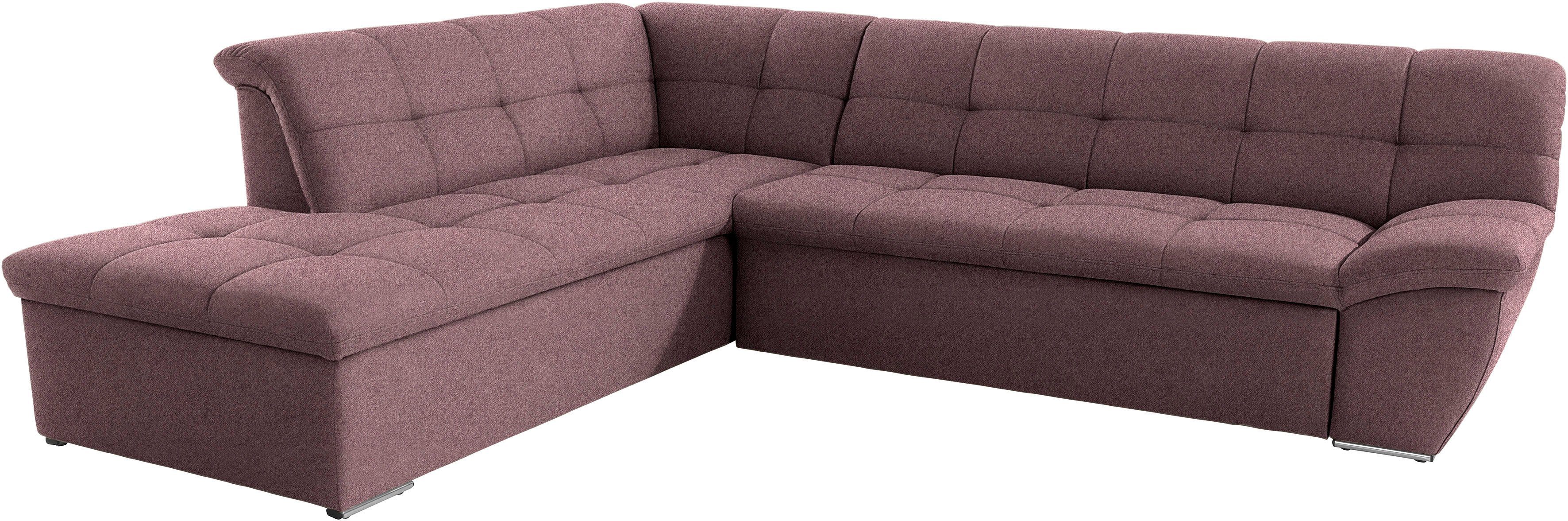 DOMO collection Ecksofa Lagoa, moderne Sitzheftung, bequem und komfortabel, L-Form, wahlweise mit Bettfunktion, frei im Raum stellbar, große Farbvielfalt