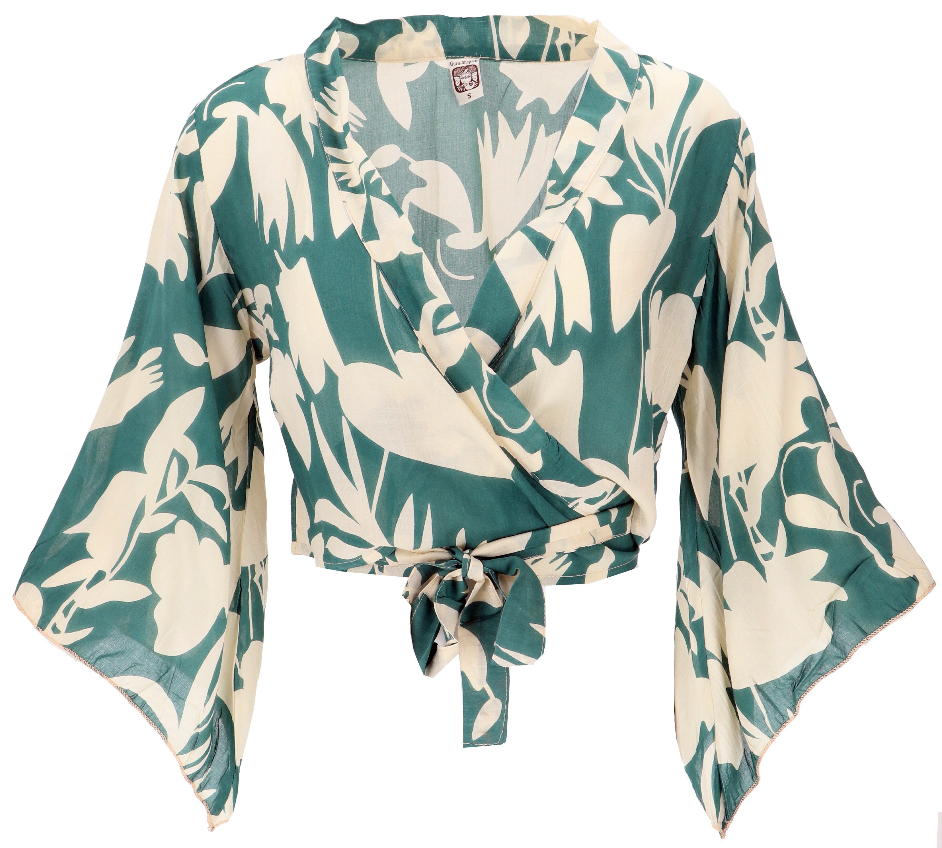 Guru-Shop Longbluse Kurztop, Boho Blusentop, Wickeltop, günstig online kaufen