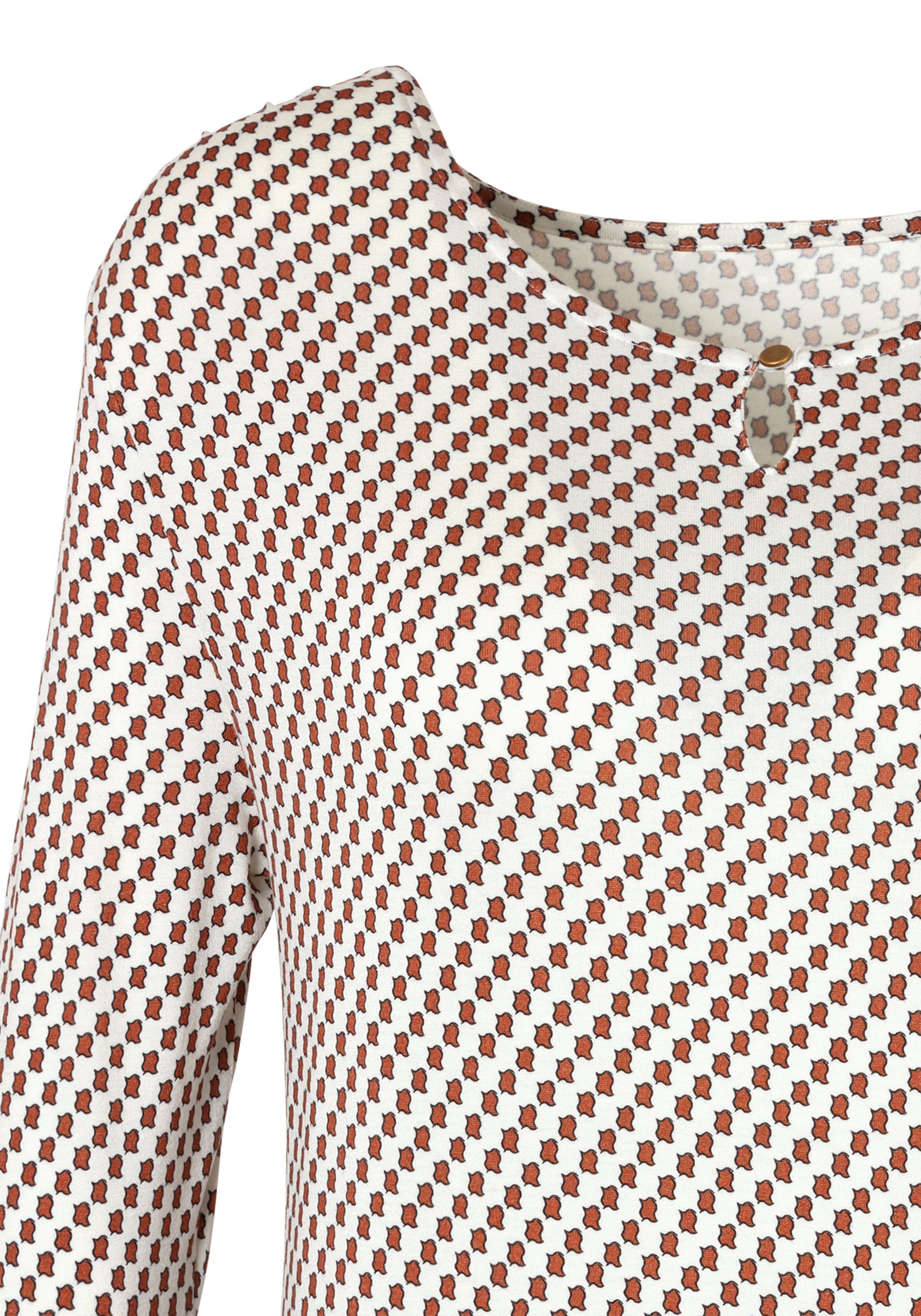 Vivance Rundhalsshirt mit goldfarbenem Zierknopf am Ausschnitt aus weichem Viskose-Stretch