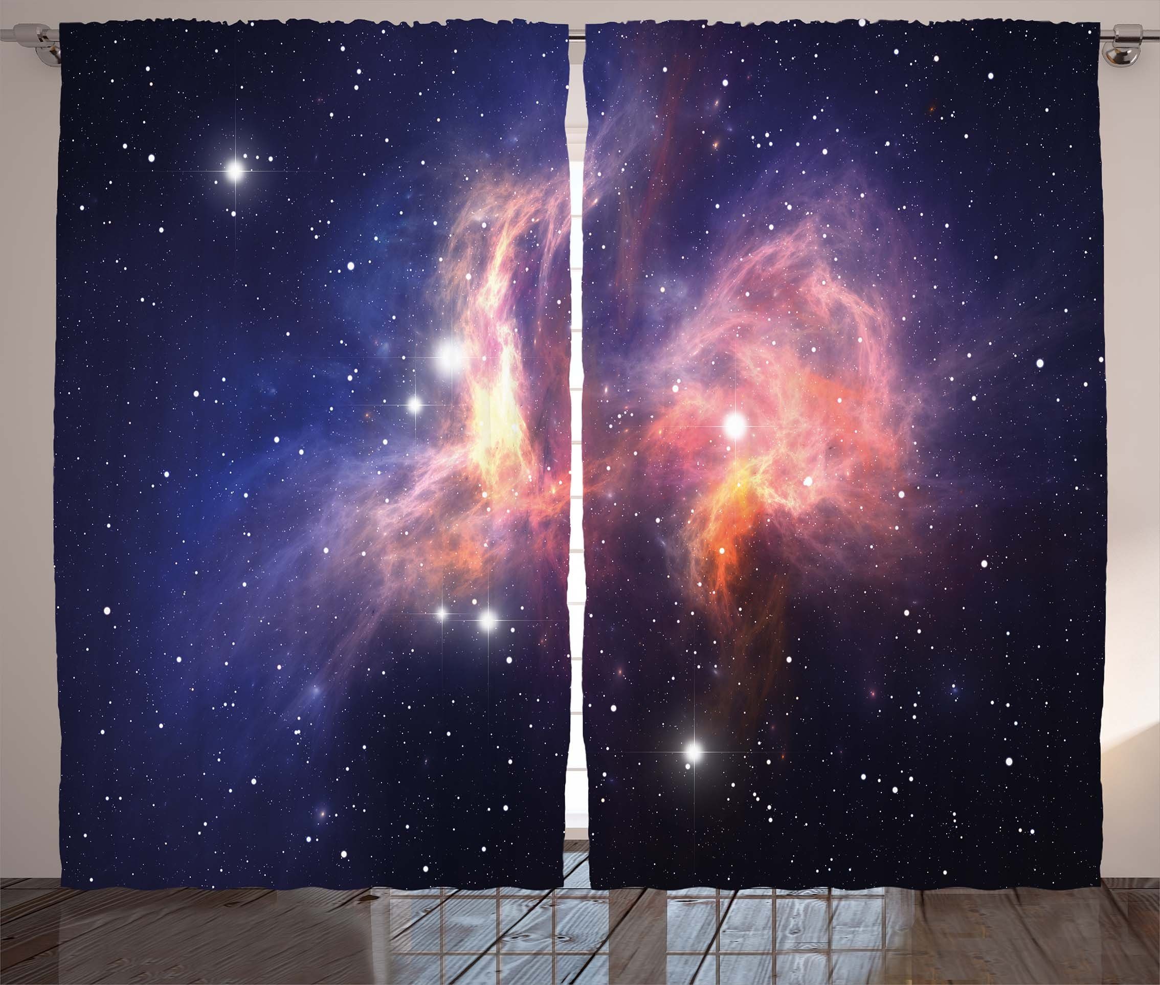 Gardine Schlafzimmer Kräuselband Vorhang mit Schlaufen und Haken, Abakuhaus, Galaxis Stardust in Universe