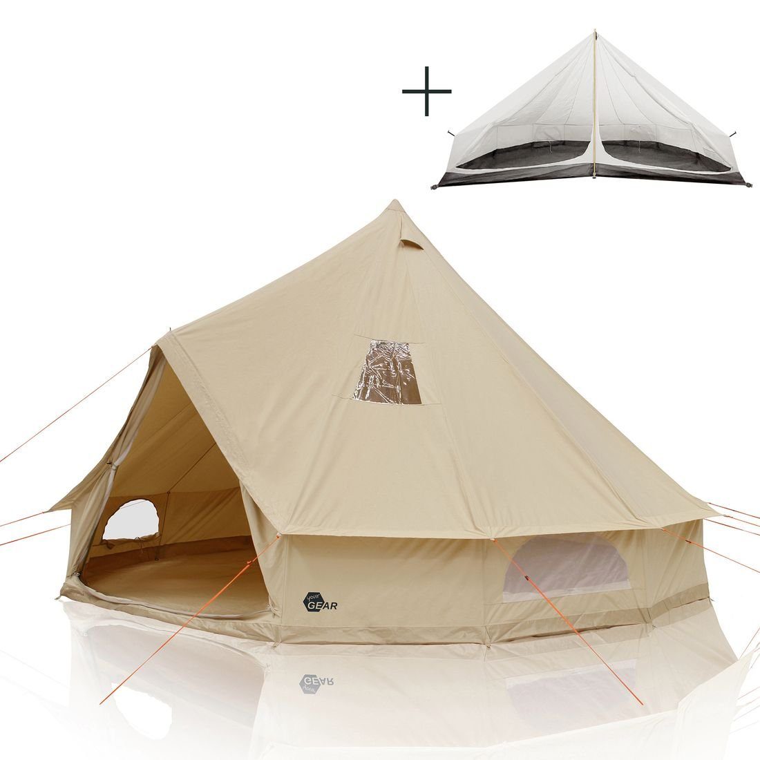 yourGEAR Tipi-Zelt »yourGEAR Zelt Desert 8 Pro UV50+ Baumwolle -  Campingzelt Tipi Familienzelt mit Schlafkabine«, Personen: 8