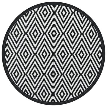 Teppich Outdoor-Teppich Weiß und Schwarz Ø120 cm Kunststoff Polypropylen, vidaXL, Höhe: 0 mm