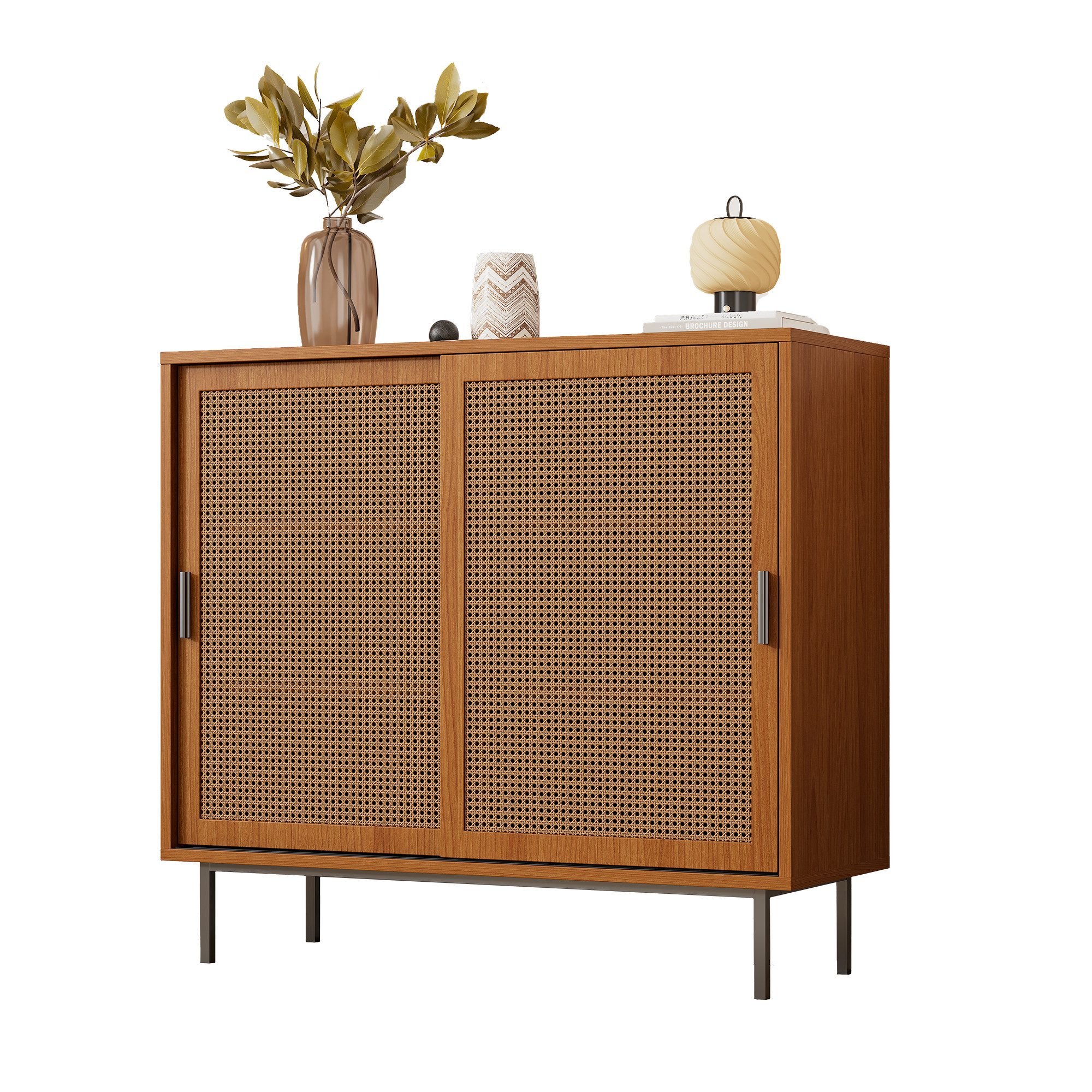 MODFU Sideboard mit Stauraum und Schiebetüren, für Wohnzimmer, Esszimmer, B100/H90/T37 cm