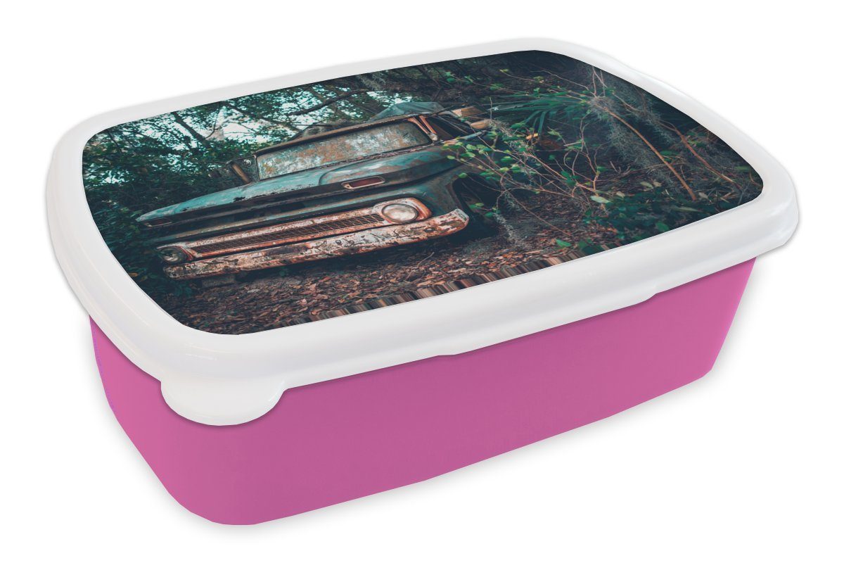 MuchoWow Lunchbox Verlassener rostiger Kinder, für Brotdose Lastwagen, Kunststoff, Snackbox, (2-tlg), Mädchen, Brotbox Kunststoff rosa Erwachsene