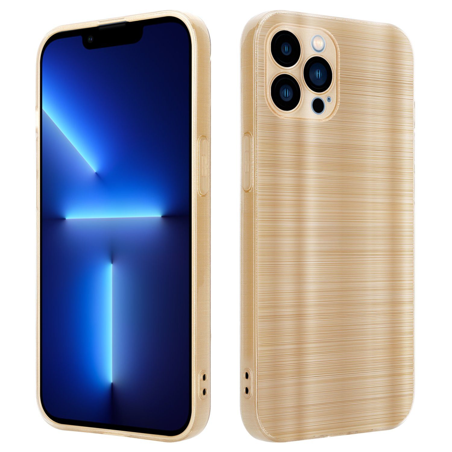 Cadorabo Handyhülle für iPhone 13 PRO MAX Hülle Apple iPhone 13 PRO MAX, Schutzhülle - TPU Silikon Hülle - im Brushed Design