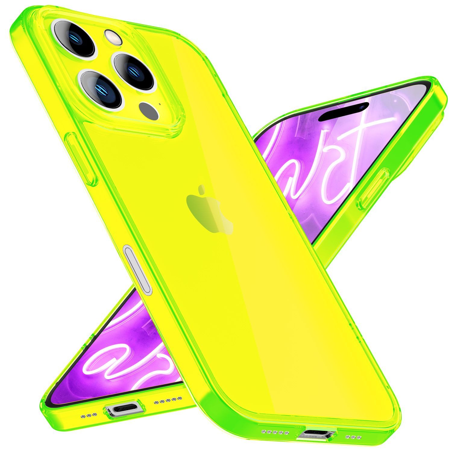 Nalia Smartphone-Hülle Apple iPhone 16 Pro Max, Klare Neon Silikon Hülle / Bunt / Durchsichtig Transparent / Slim Case