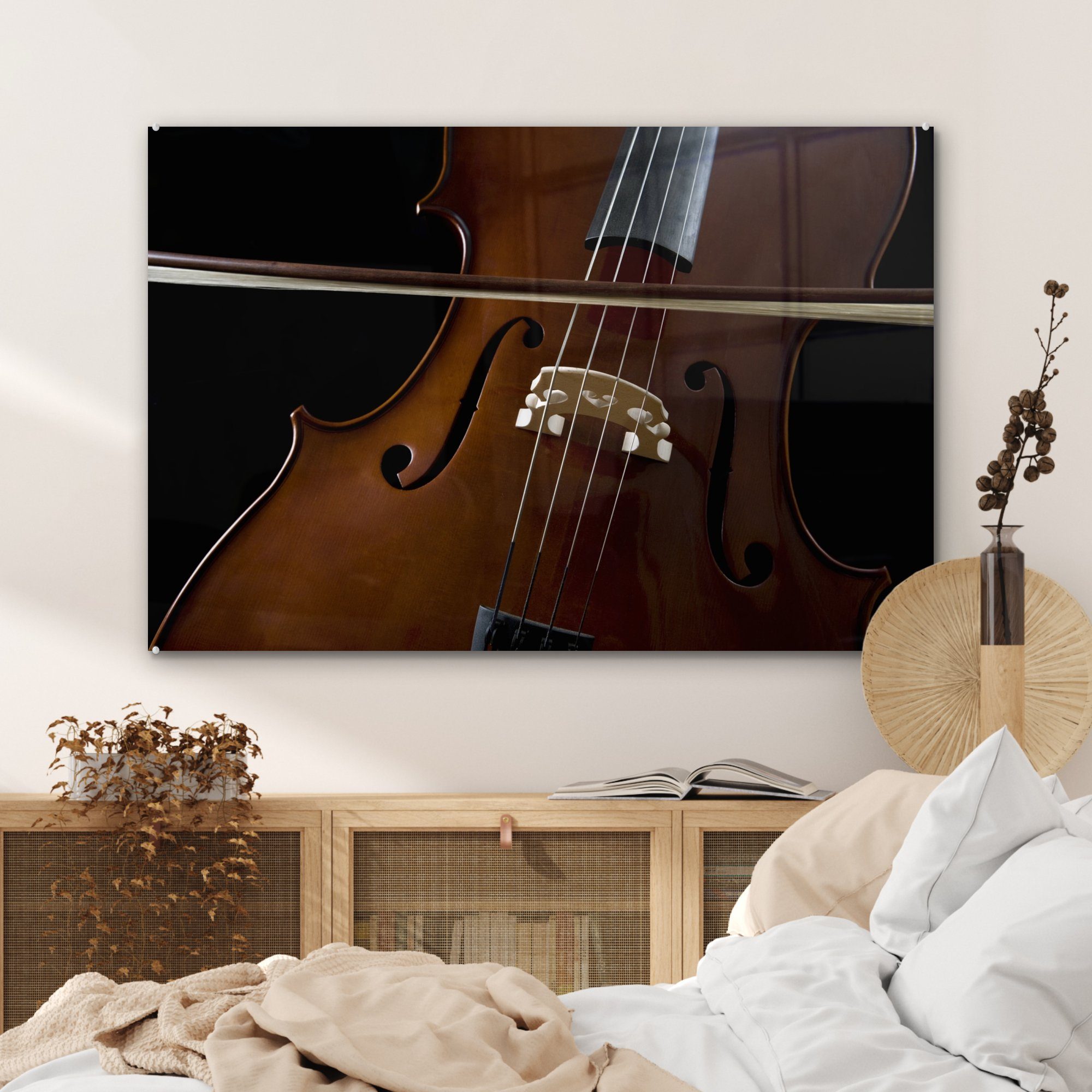 MuchoWow Acrylglasbild Ein Cello einem St), (1 Bogen, Schlafzimmer mit Acrylglasbilder & Wohnzimmer