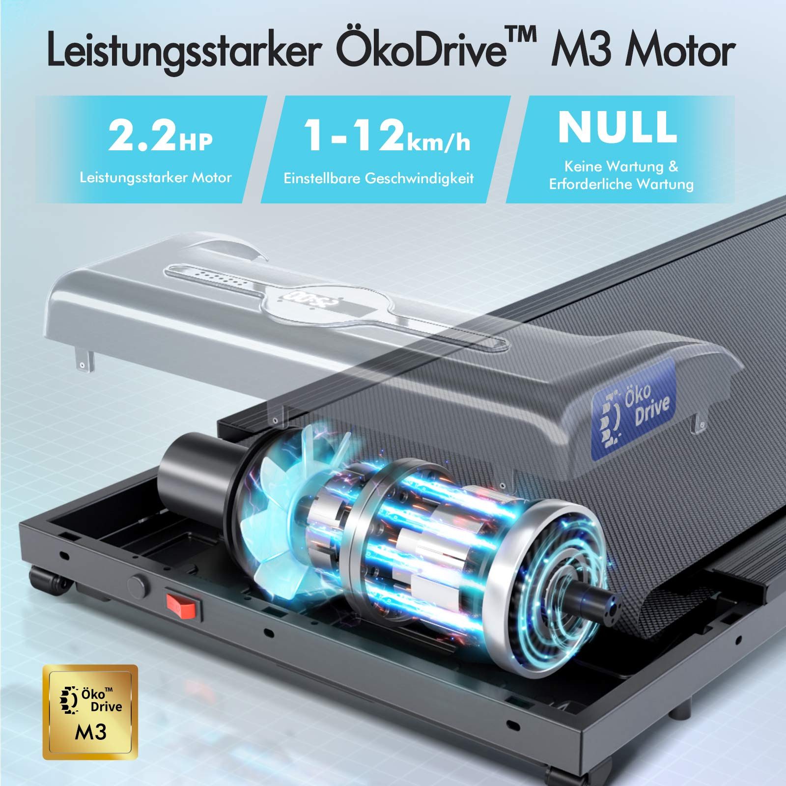 BLACK LORD Laufband für Zuhause, Walking Pad, Klappbares Untertisch-Laufband mit Armlehne (119 x 48,5 x 103 cm, 1-tlg), mit Bluetooth, Fernbedienung, Lautsprecher, 1-12km/h