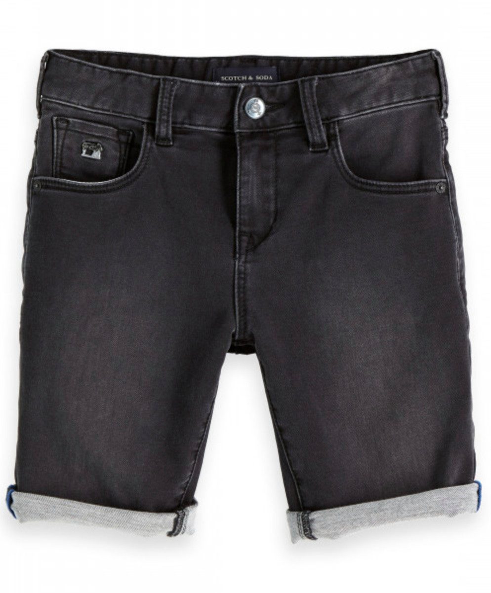 Scotch & Soda Jeansshorts Jungen Denim-Shorts in Schwarz mit Stretch und Umschlag