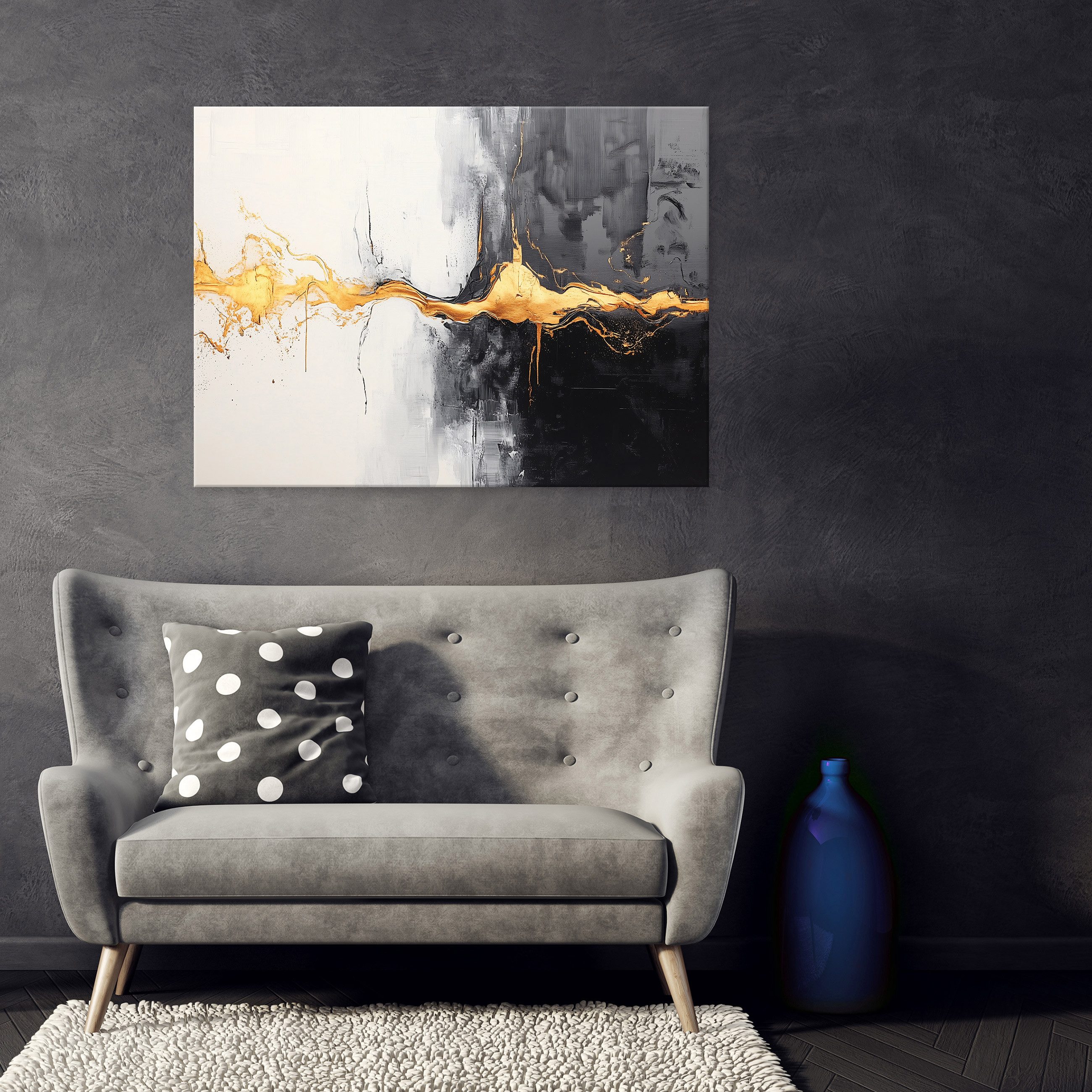 Wallarena Leinwandbild Abstrakt Marmor Gold Schwarz Wandbilder XXL Wand Dek günstig online kaufen