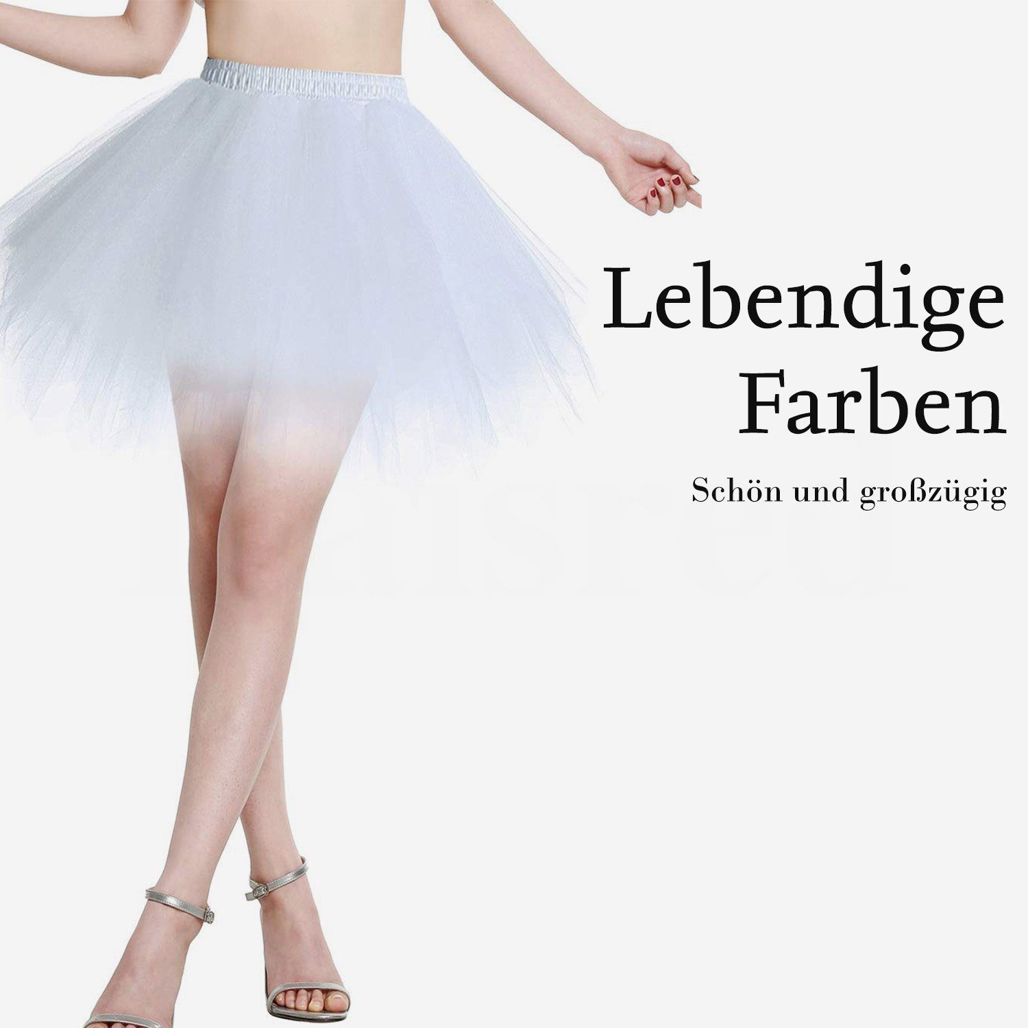 Tüllrock Petticoat Tüllrock Weiß Karnevalskostüme tütü 50er Daisred Damen