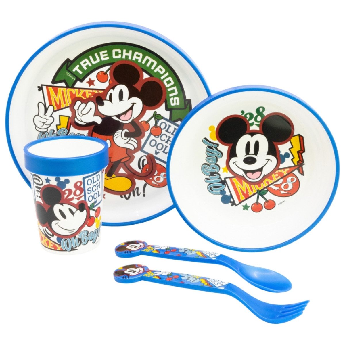 Disney Mickey Mouse Kindergeschirr-Set Set 5-teilig Rutschfestes Ess-Set (5-tlg)