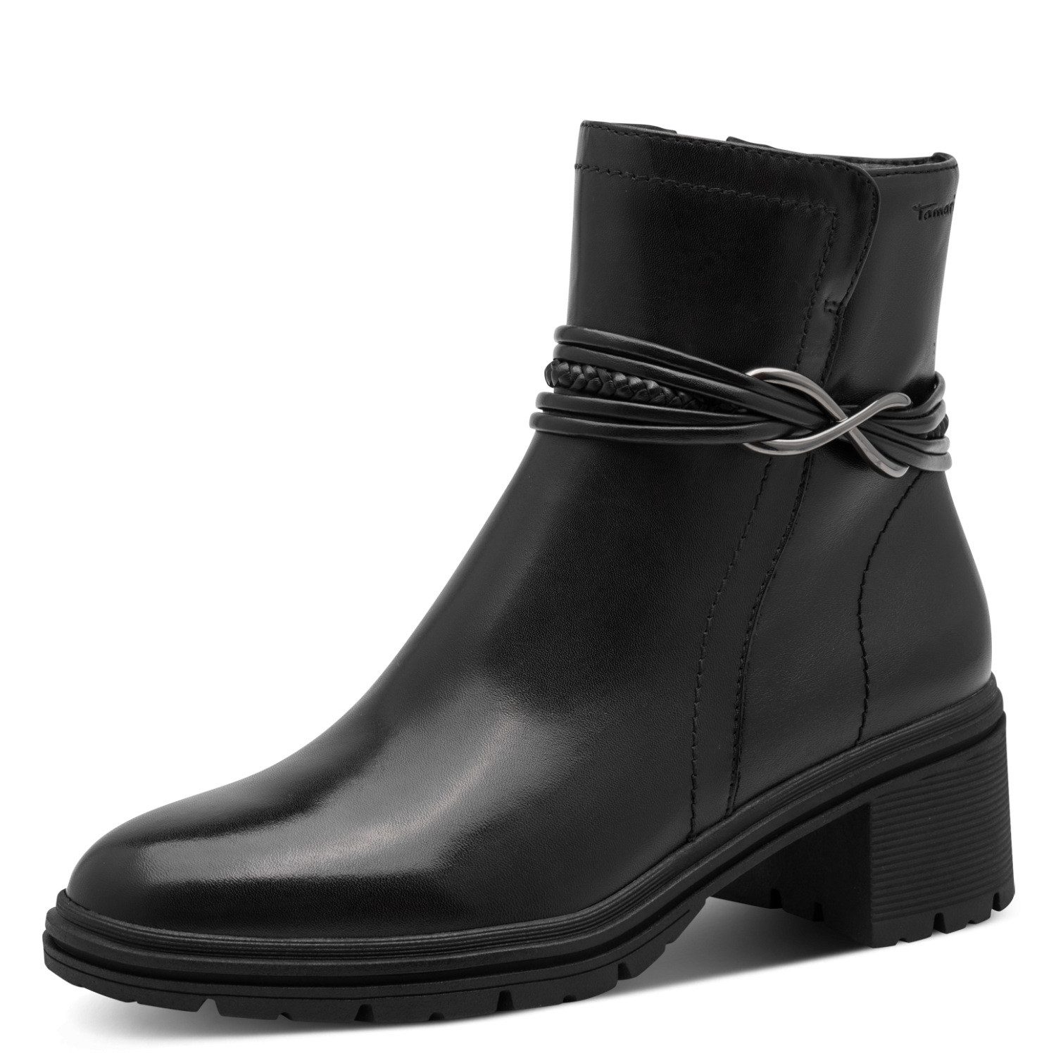 Tamaris Stiefelette Blockabsatz, Boots mit Zierriemen und Schmuckelement
