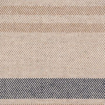 Stoff Dekostoff Dobby Leinenlook Riviera Medium Streifen natur blau 1,40m