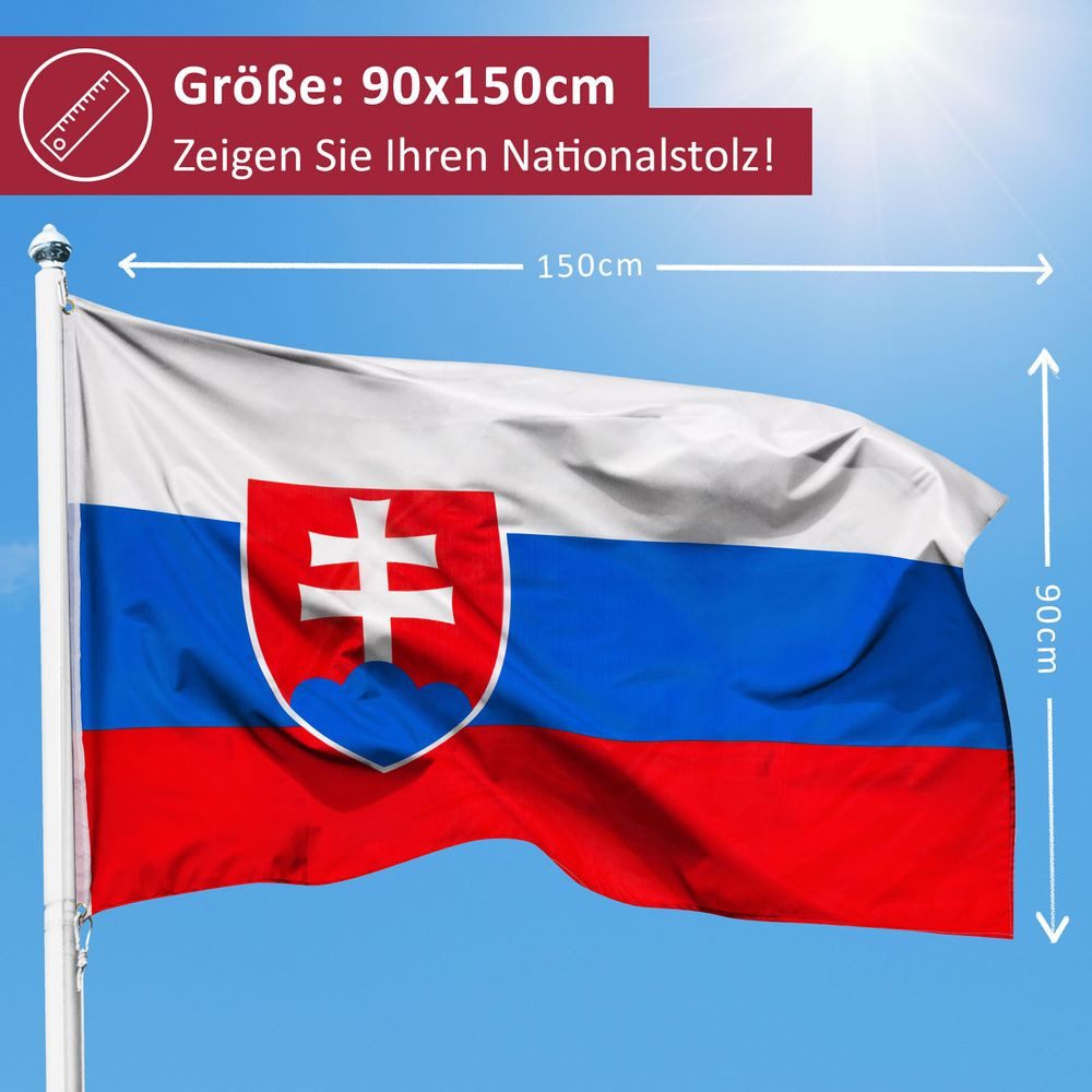 PHENO FLAGS Flagge Slowakei Flagge - Slowakeifahne 90 x 150 cm, Strapazierfähige Fahne für Fahnenmast