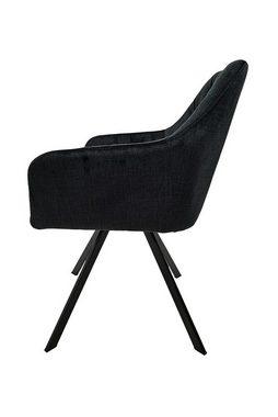 Qiyano Esszimmerstuhl Samt-Stuhl 2er Set Schwarz - Drehbar - Polsterung - Moderner Stil