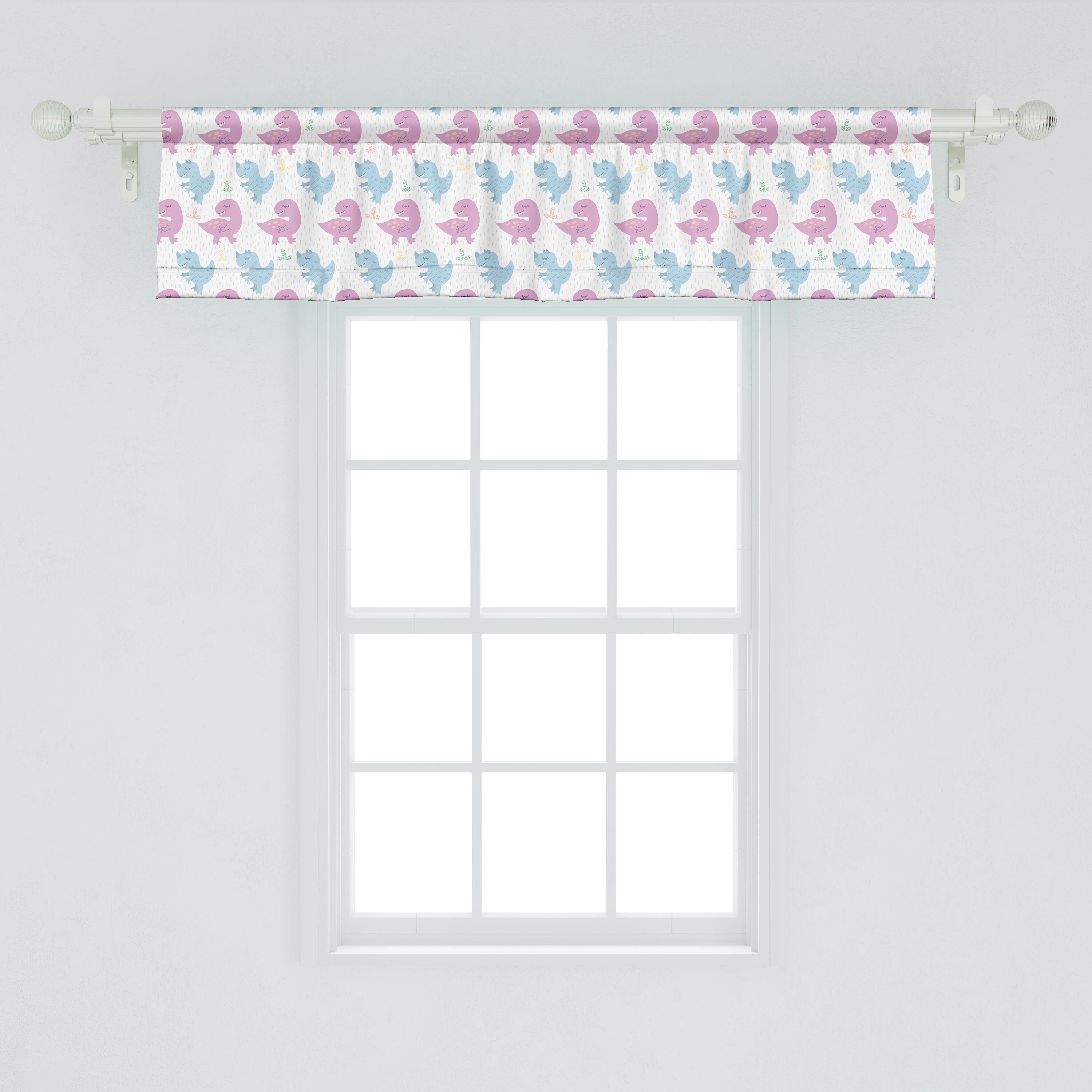Scheibengardine Vorhang Volant Abakuhaus, Microfaser, Schlafzimmer Dekor Küche Stangentasche, für Theme Dino Nursery mit Pastell