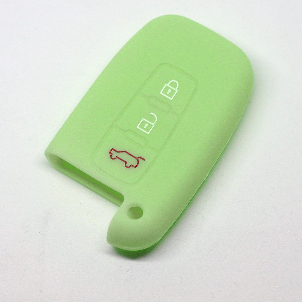 mt-key Schlüsseltasche Autoschlüssel Softcase Silikon Schutzhülle fluoreszierend Grün, für Hyundai Genesis Sonata KIA Optima Sportage KEYLESS SMARTKEY
