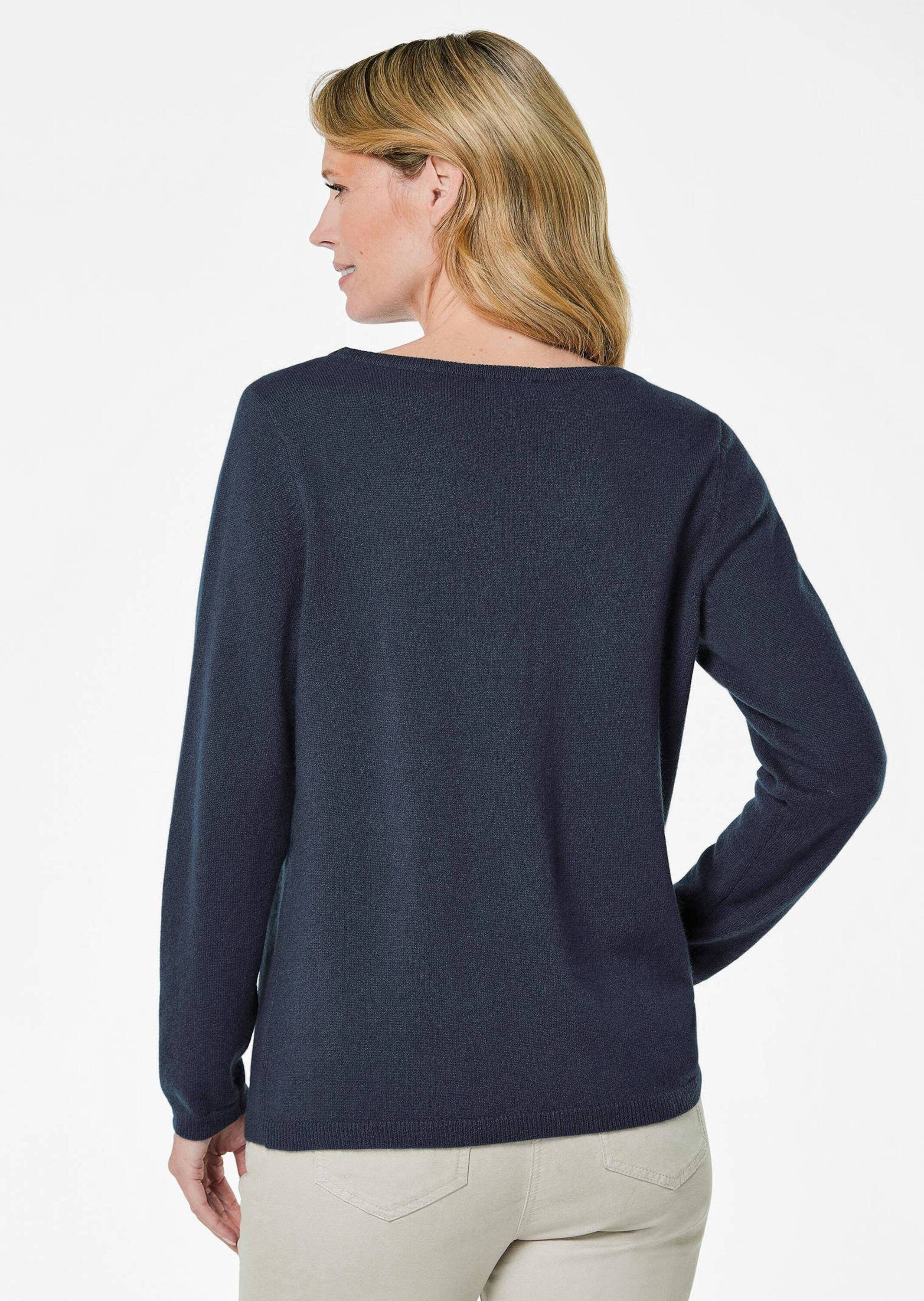 GOLDNER Strickpullover Feinstrickshirt mit U-Boot-Ausschnitt Herbstpullover mit Rippenabschlüssen und Langarm