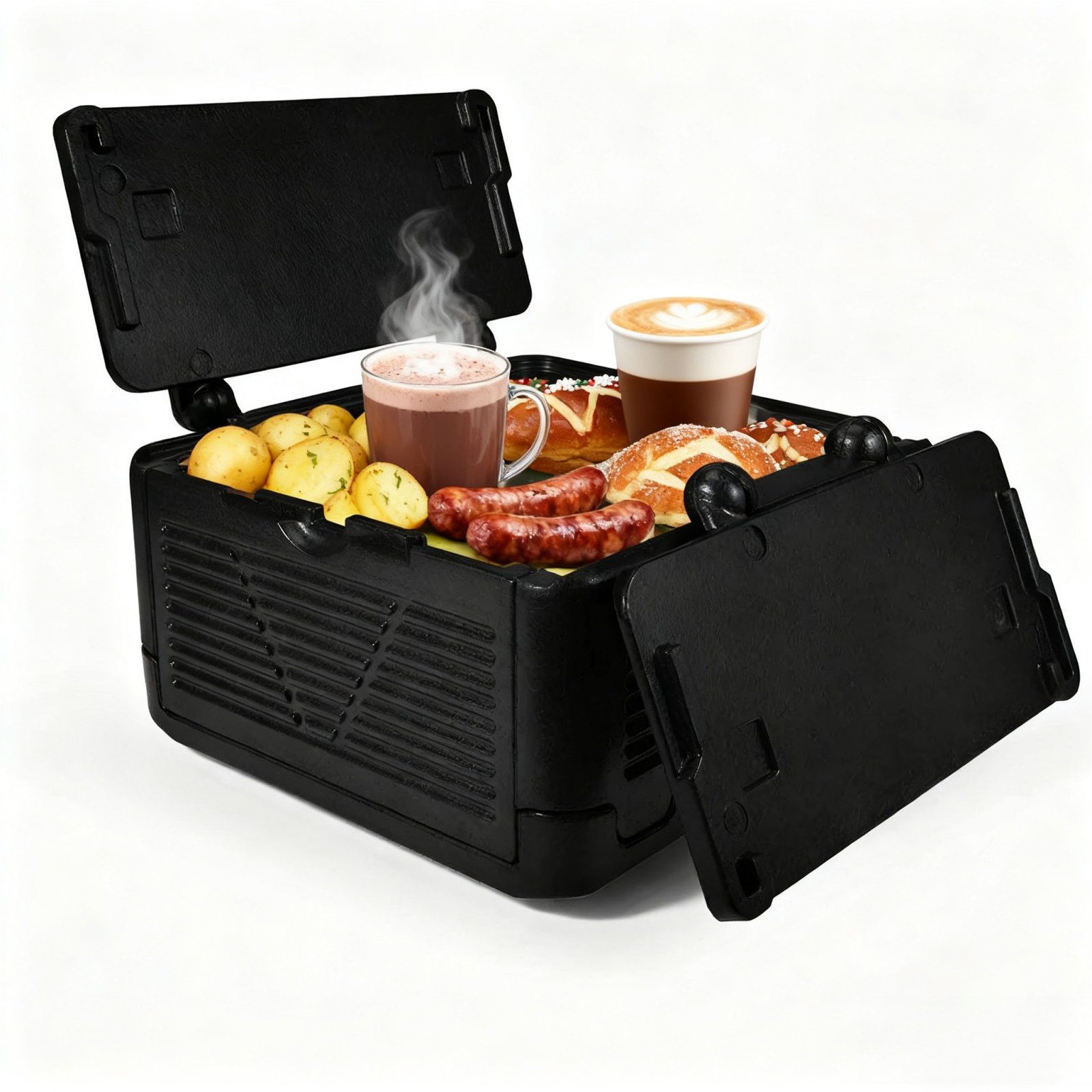 JOYOLEDER Thermobehälter EPP-Thermobox faltbar 43 x 43 x 25 cm, Warmhaltebox, Schwarz, (Thermobox für Essen, Thermobox Kühlbox, Isolier Klappbox, Isolierbox) von JOYOLEDER