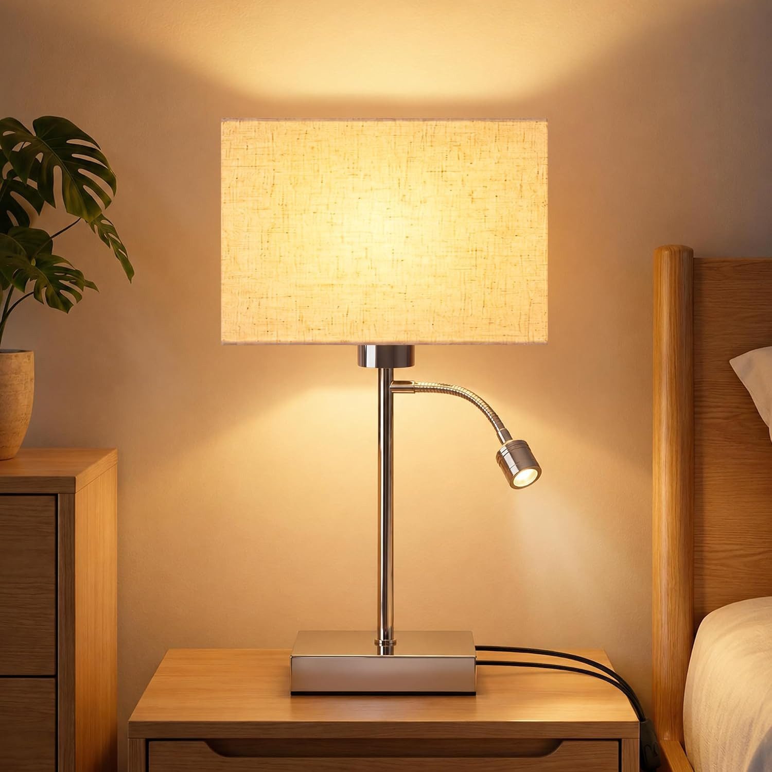 ZMH LED Tischleuchte LED Tischleuchte E27, 360° schwenkbar, Leselampe mit Leselicht, Augenschutz, LED fest integriert, Warmweiß-Neutralweiß-Kaltweiß, E27-Hauptlicht & LED-Leselicht, 360° schwenkbarer
