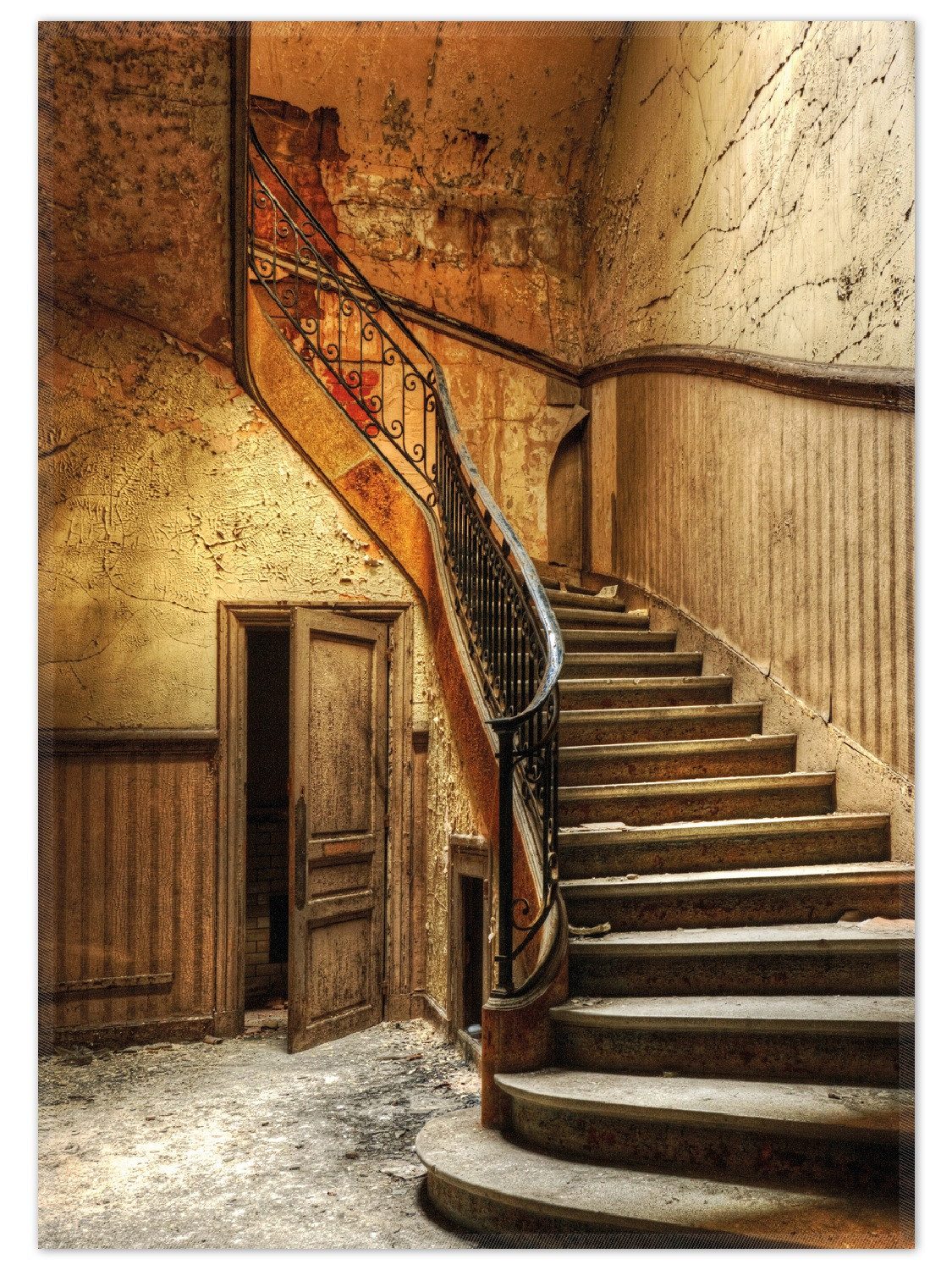 Wallario Teppich Rustikale Holztreppe, rechteckig, rutschfest