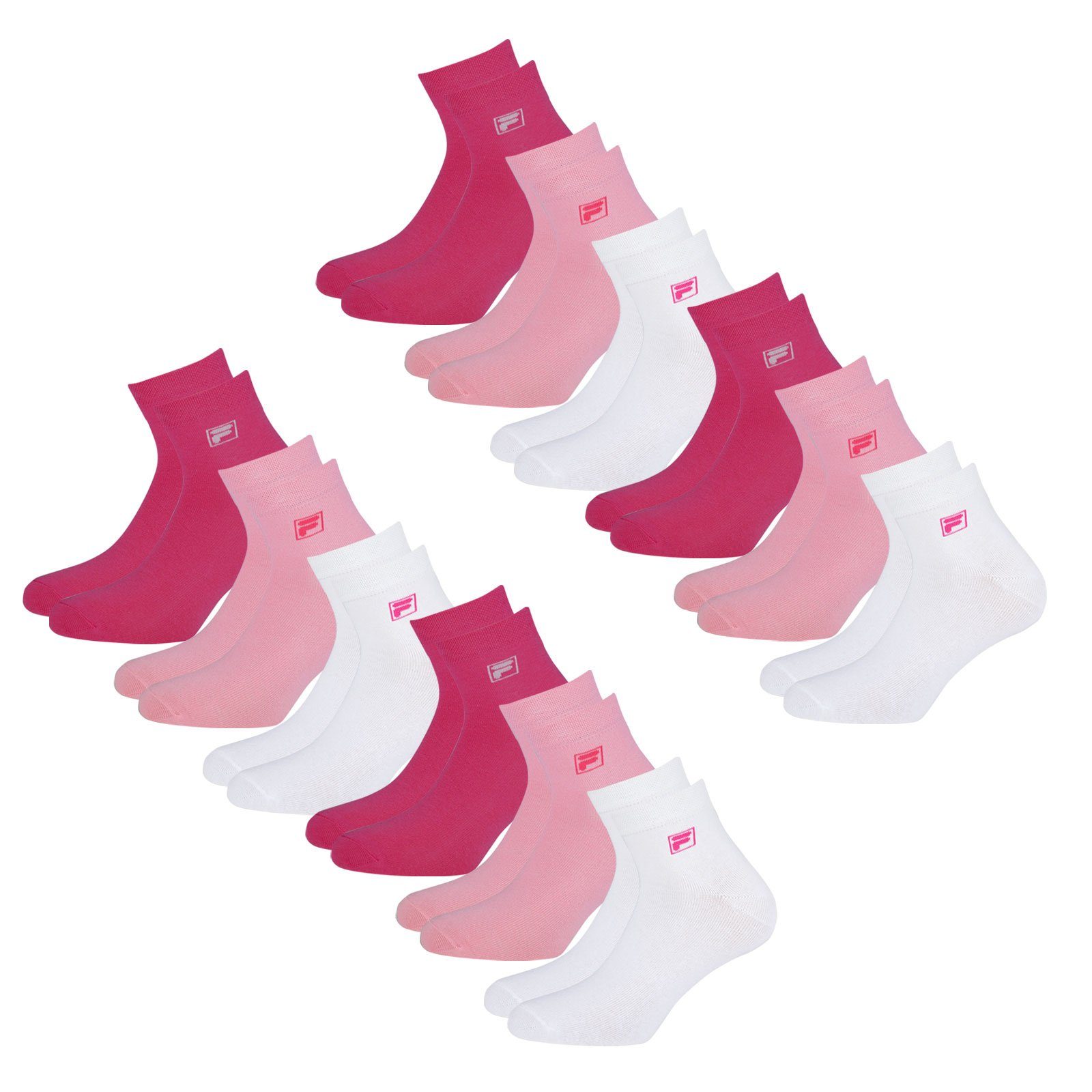 Fila Sportsocken Quarter Socken (12-Paar) mit elastischem Piquebund 806 pink panther