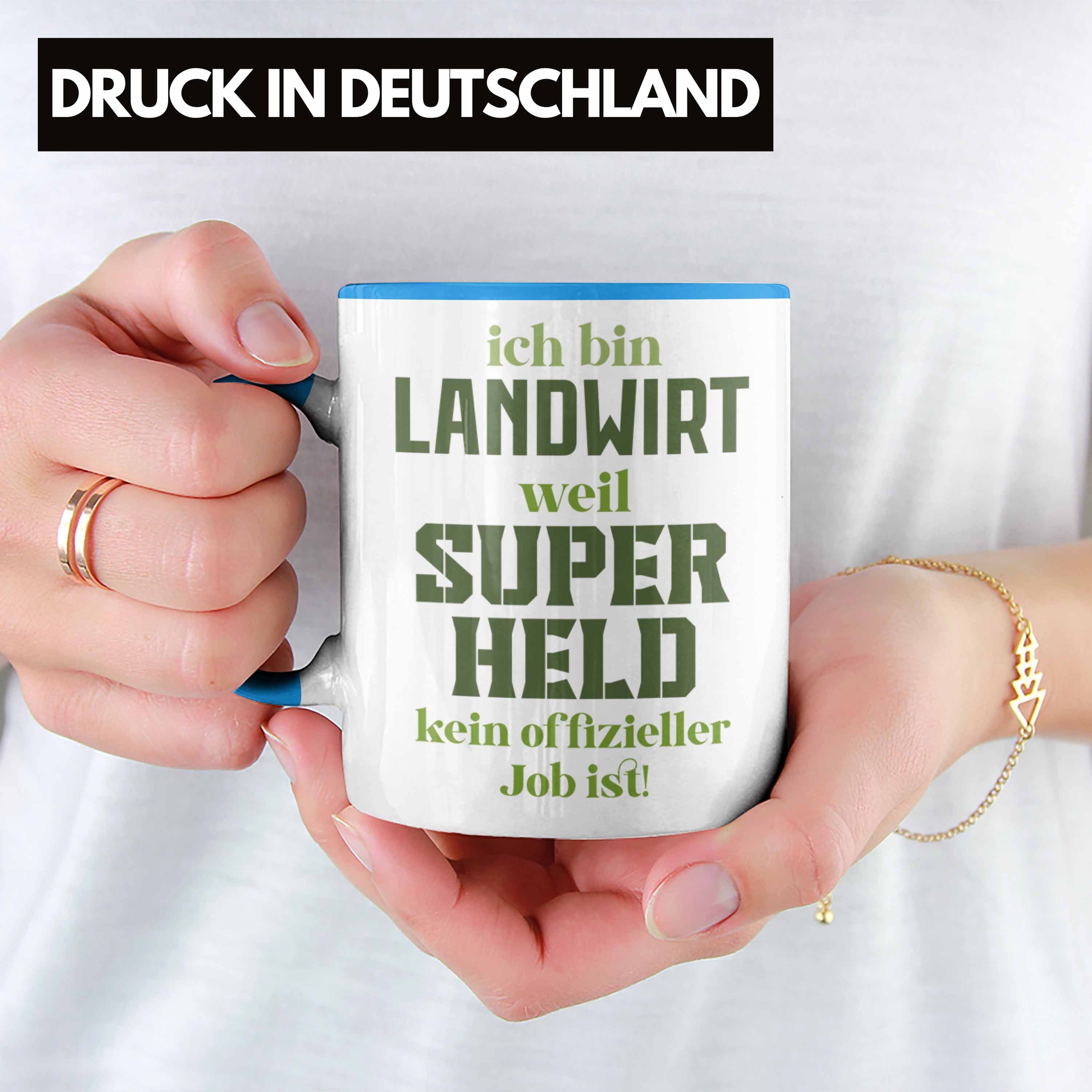 Trendation Tasse Trendation Landwirtschaft Männer Weiss für Geschenk Traktor Tasse Landwirt Superheld Geschenke Kaffeetasse - Spruch