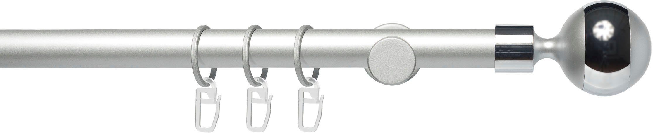 Liedeco Gardinenstange Fertigstilgarnitur 20 mm Power Kugel mit Ring, Ø 2 mm, 1-läufig, Fixmaß, verschraubt, Eisen, Gardinenstange Komplett