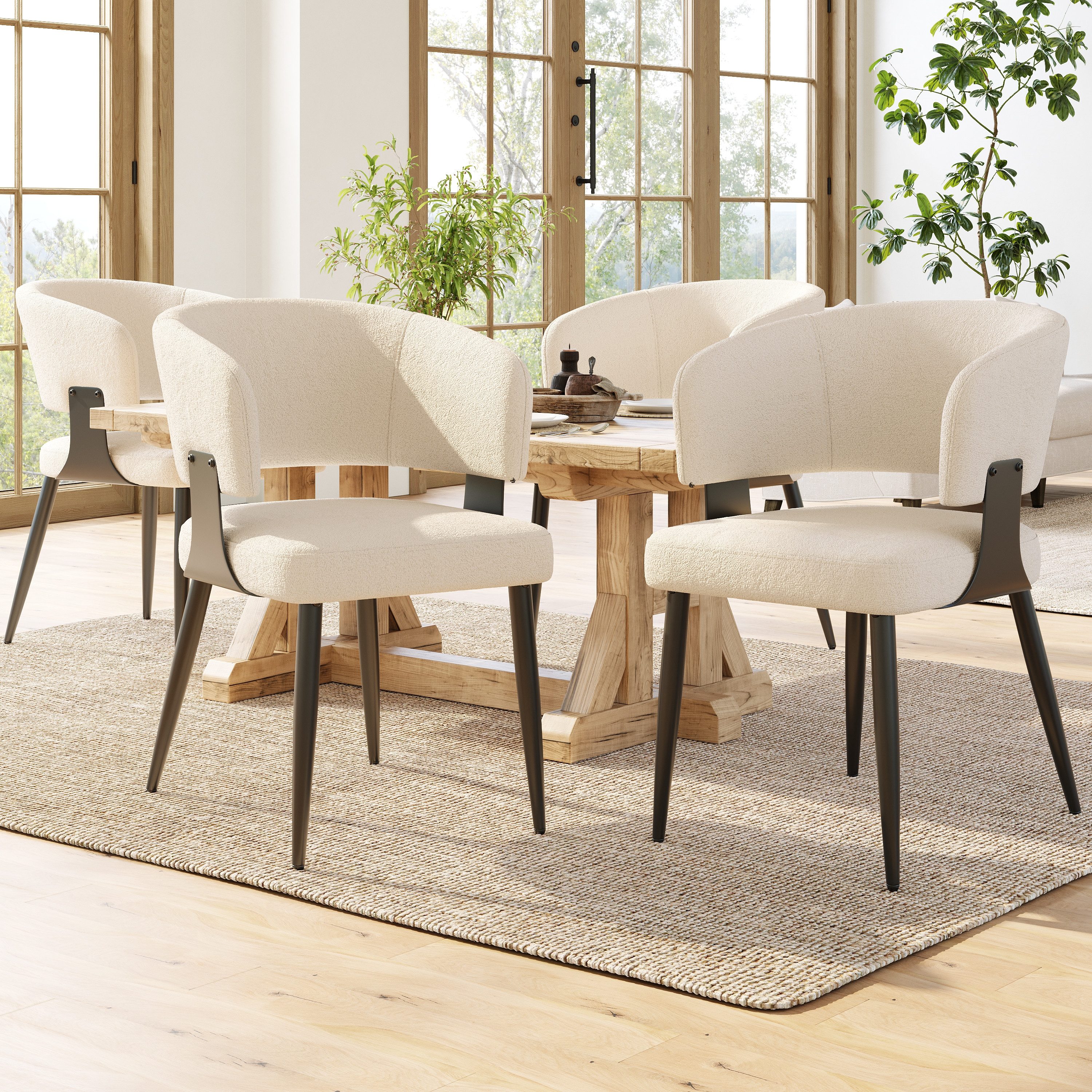 Ulife Esszimmerstuhl Lammwollstoff-Stühle mit Ergonomischer Rückenlehne,Ant günstig online kaufen