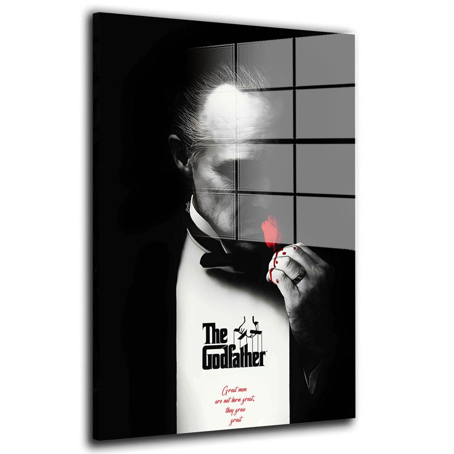 Artedinoi Acrylglasbild Godfather Acrylglasbild Wandbild Mafia Schwarz Film Portrait XXL, Legendärer Film-Pate im Anzug, Mafia-Motiv