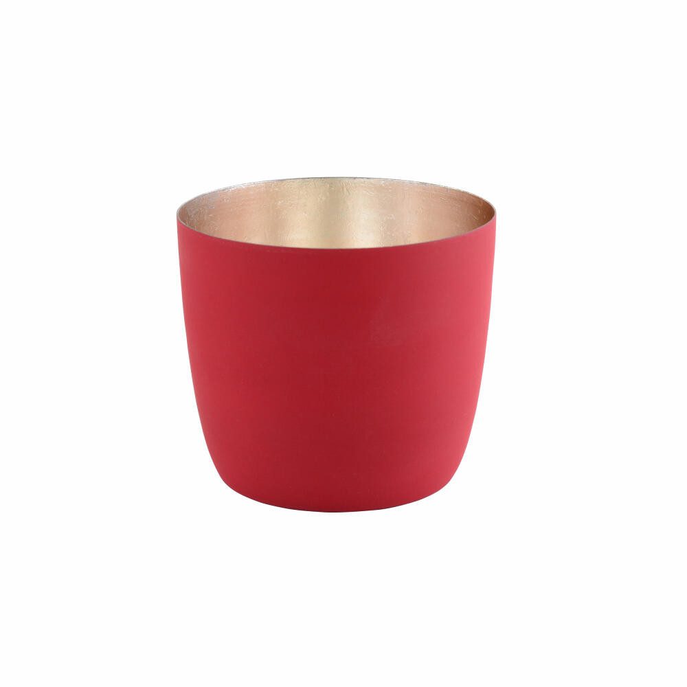 Giftcompany Windlicht Madras M Rot Matt, Gold, H 8.5 cm