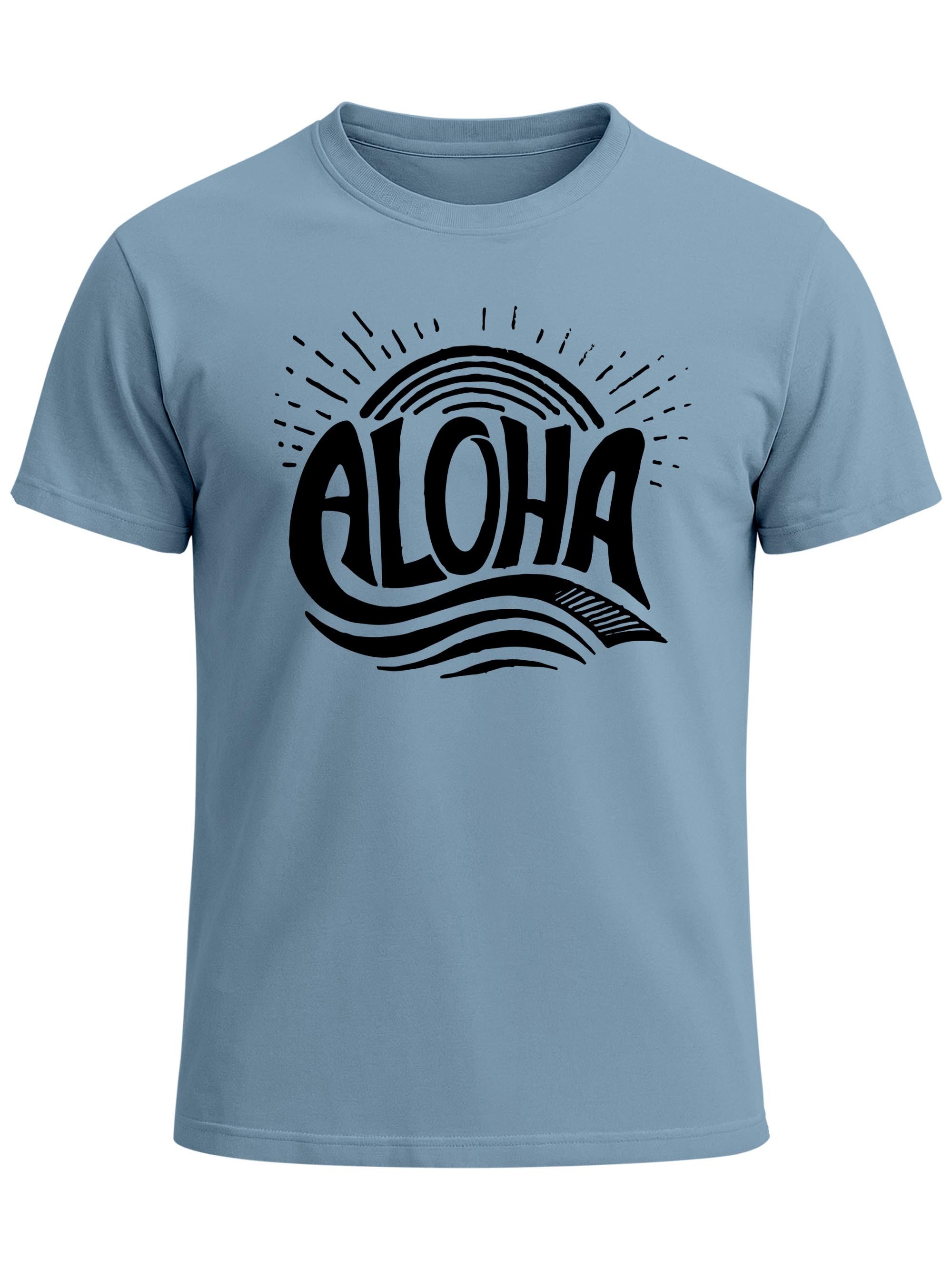 Neverless Print-Shirt Herren T-Shirt Aloha Wellen Surfing Sommer Slim Fit Neverless® mit Print