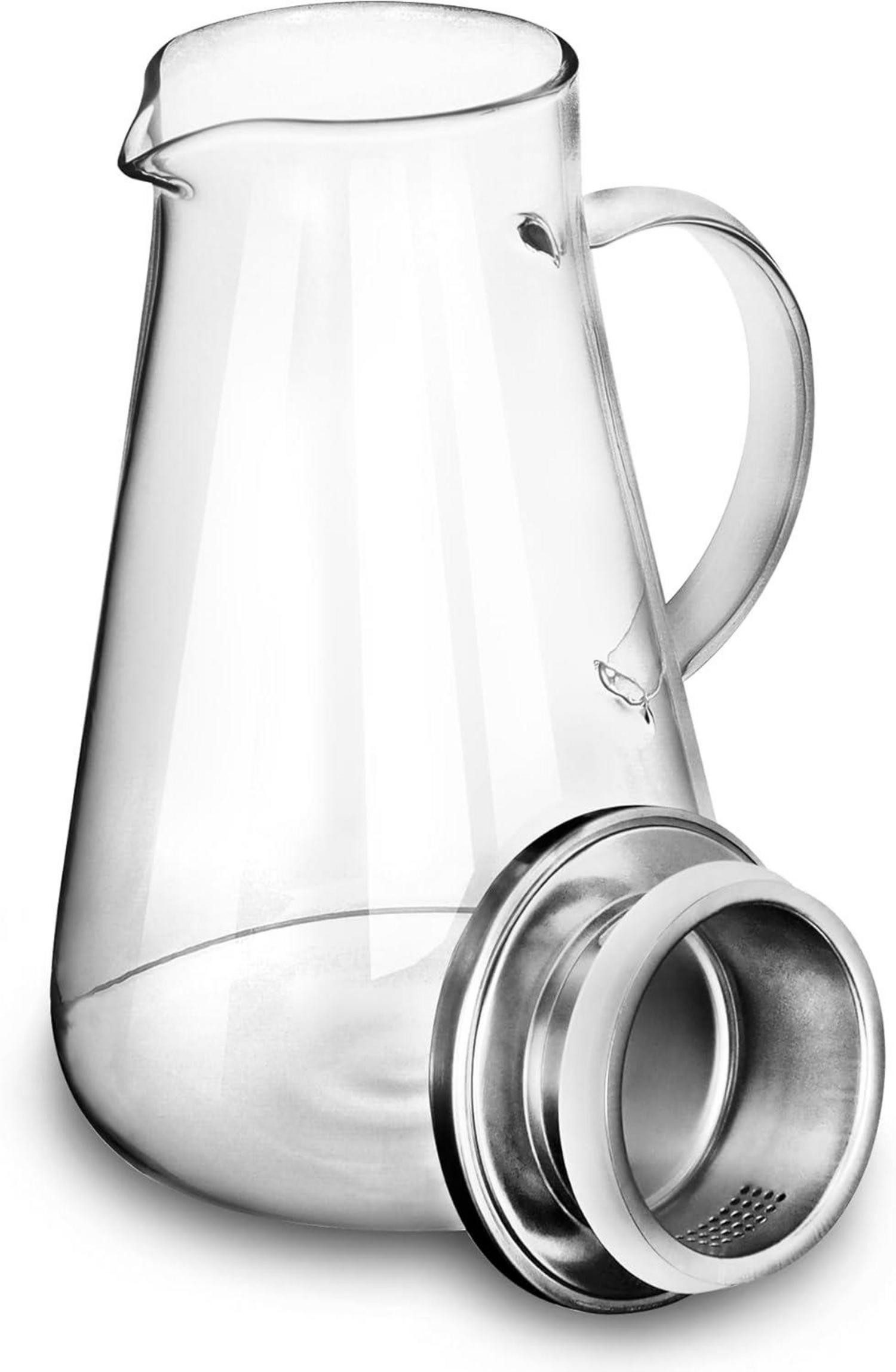 Glas Karaffe 2.0 Liter Borosilikatglas Deckel Glaskaraffe Saftkrug