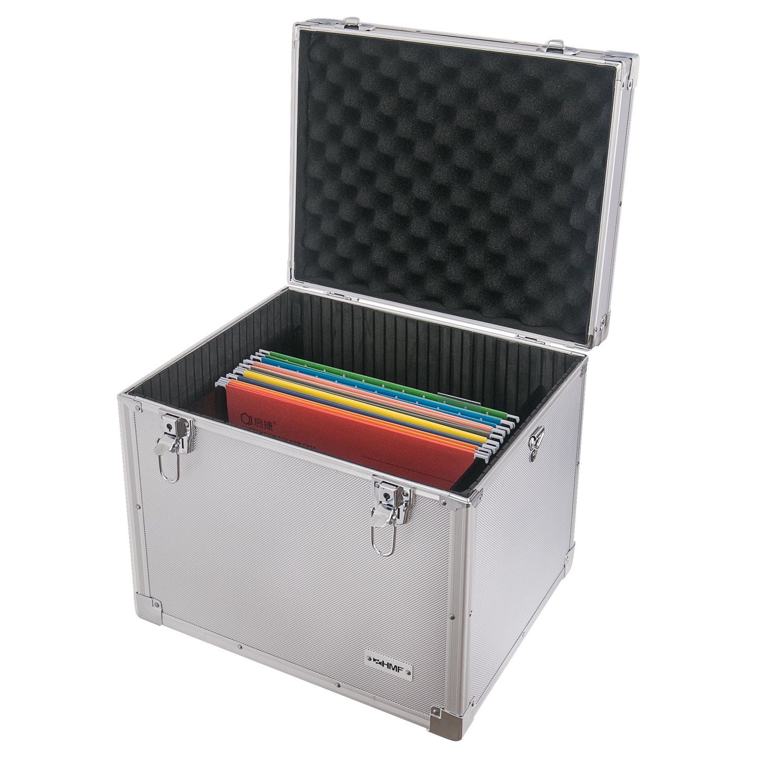 HMF Hängeregistraturbox 14812-02 Hängeregister Box, Alukoffer für DIN A4 Hängemappen, 41 x 33 x 36 cm