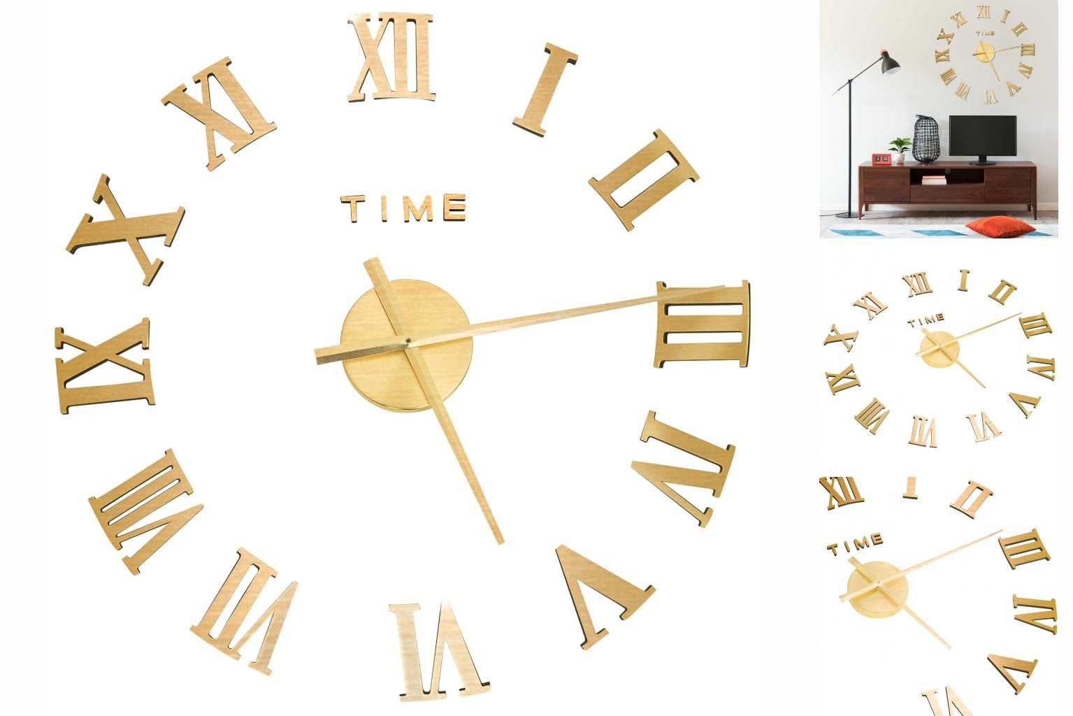 vidaXL Uhr 325160 3D Wall Clock Modern Design Gold 100 cm XXL