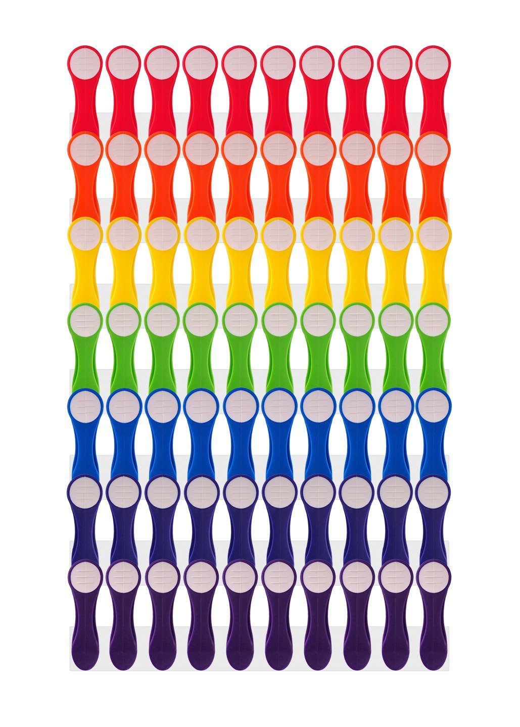 Wäscheklammern Regenbogen mit Softgrip, Druckfedern aus Edelstahl, 70 Stk.