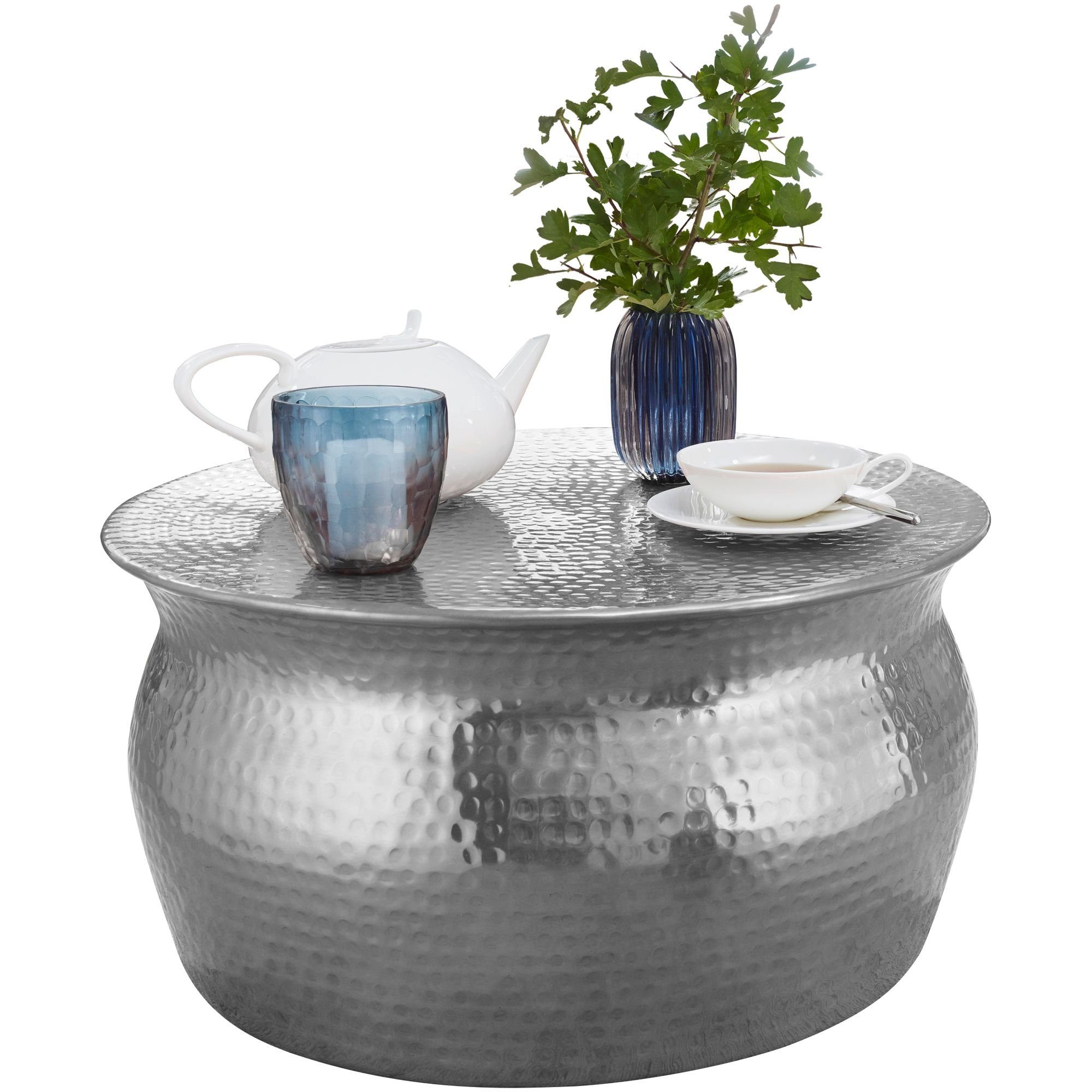 KADIMA DESIGN Orientalisches Design Hammerschlagstrukturen & - | Kaffeetisch Silber Silber ENNS Silber Couchtisch 