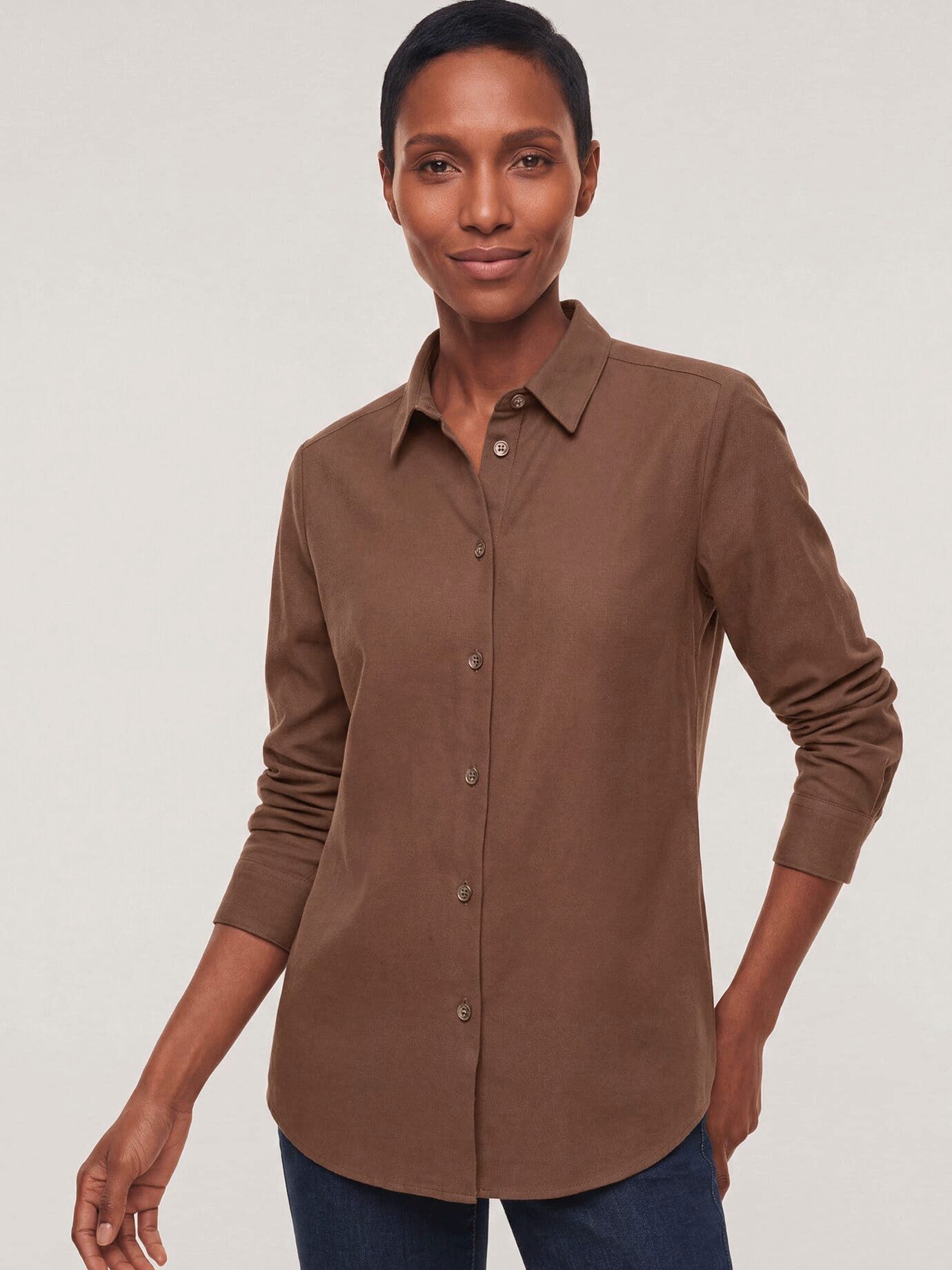 Walbusch Hemdbluse Damen Hemdbluse aus Thermoflanell Blusenkragen Langarm, modern, pflegeleicht, atmungsaktiv, wärmend