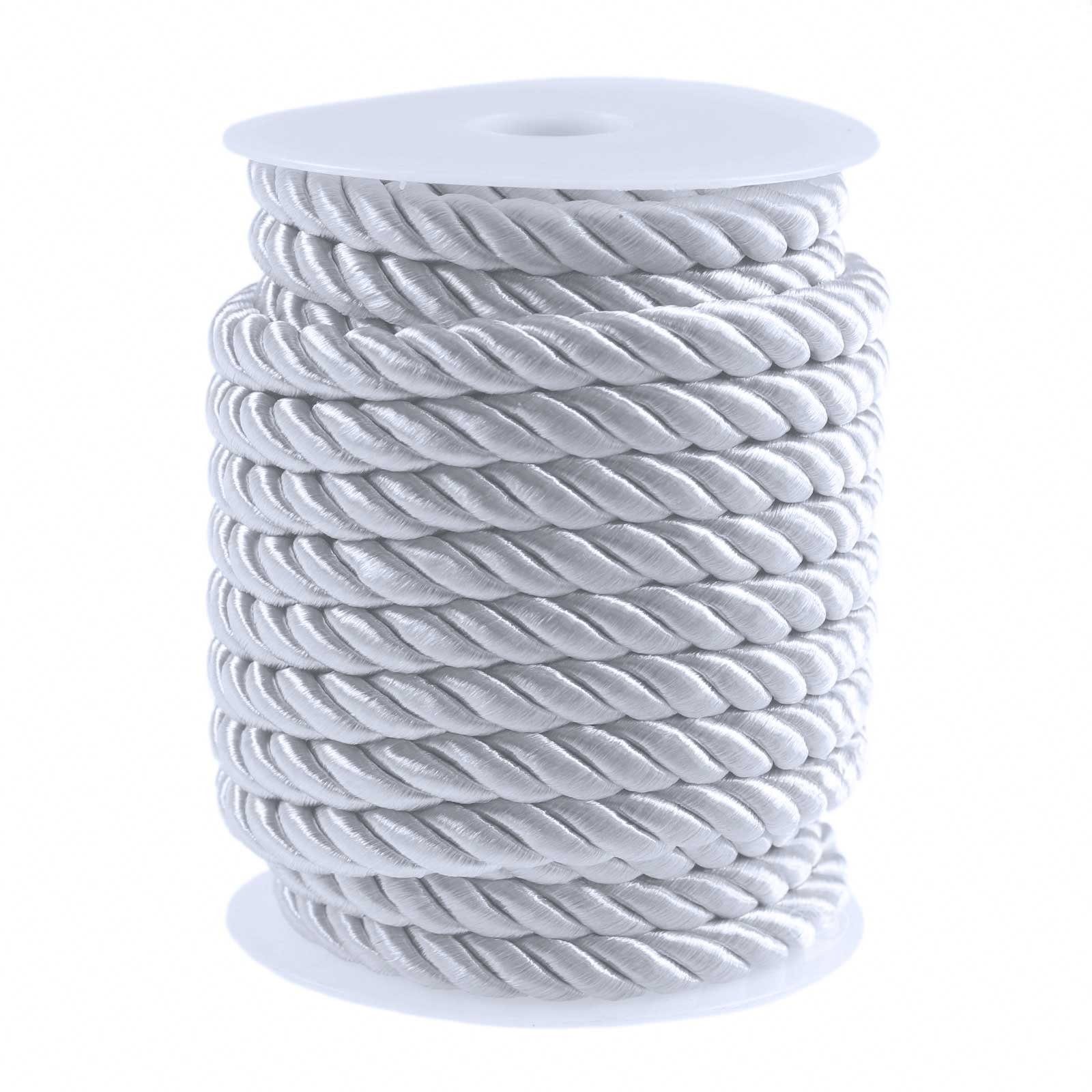 maDDma 10m Kordelschnur glänzend gedreht ca. 8-10 mm Seil, weiß
