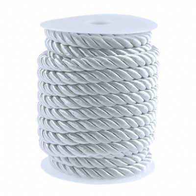 maDDma 10m Kordelschnur glänzend gedreht ca. 8-10 mm Seil, weiß