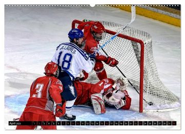 CALVENDO Wandkalender Mit vollem Einsatz - Eishockey (Premium, hochwertiger DIN A2 Wandkalender 2023, Kunstdruck in Hochglanz)