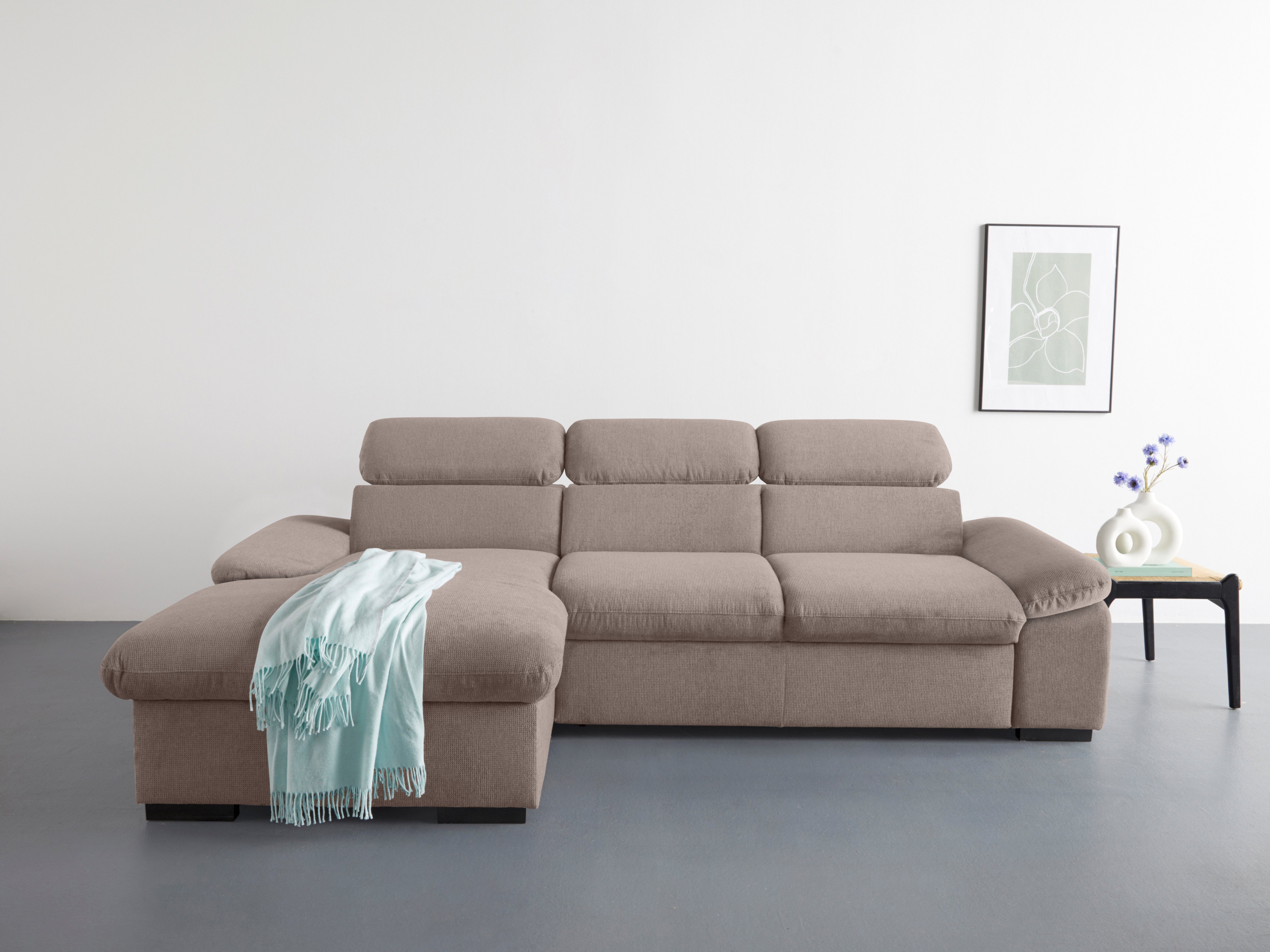 COTTA Ecksofa "Lola L-Form mit Kopfteilfunktion & Hocker" wahlweise mit Bet günstig online kaufen