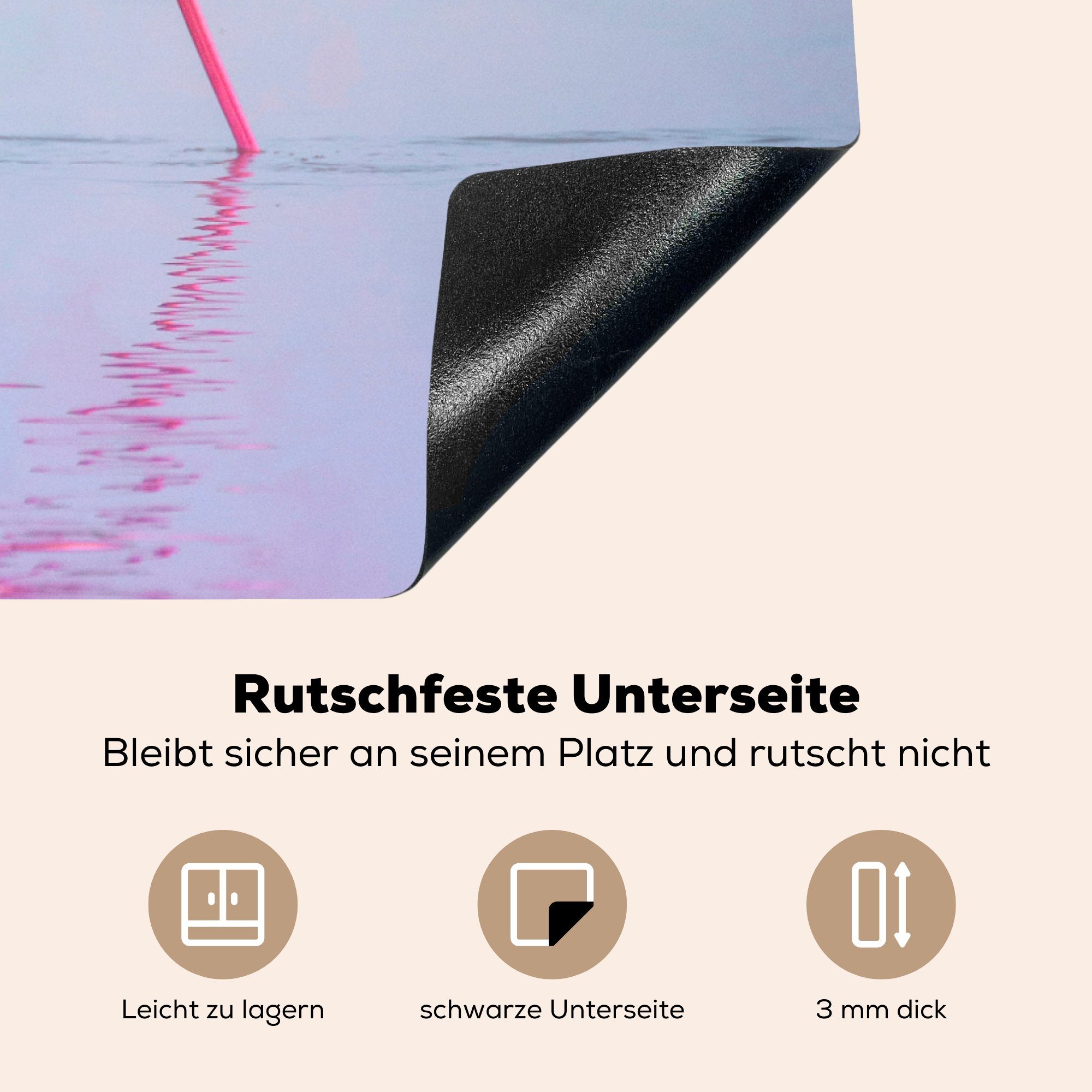 MuchoWow Herdblende-/Abdeckplatte Flamingo - Wasser Arbeitsplatte tlg), (1 Ceranfeldabdeckung, Rosa, - 78x78 küche Vinyl, für cm