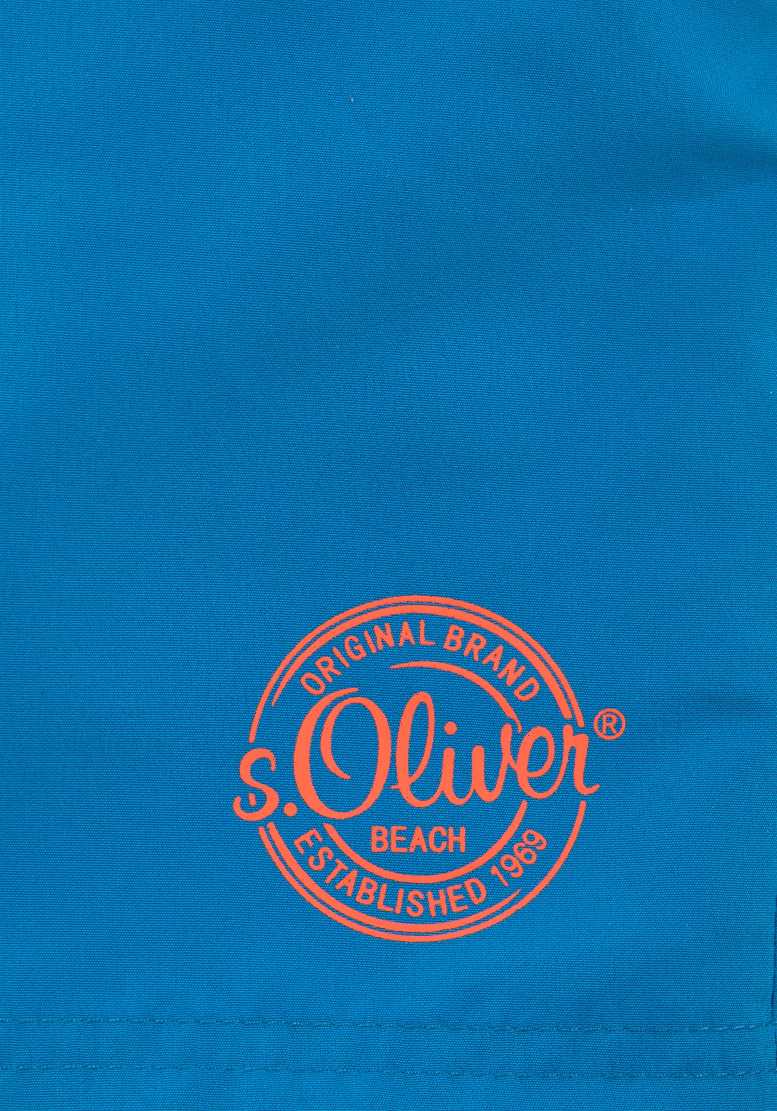 mit seitlichem blau Badeshorts s.Oliver Logodruck